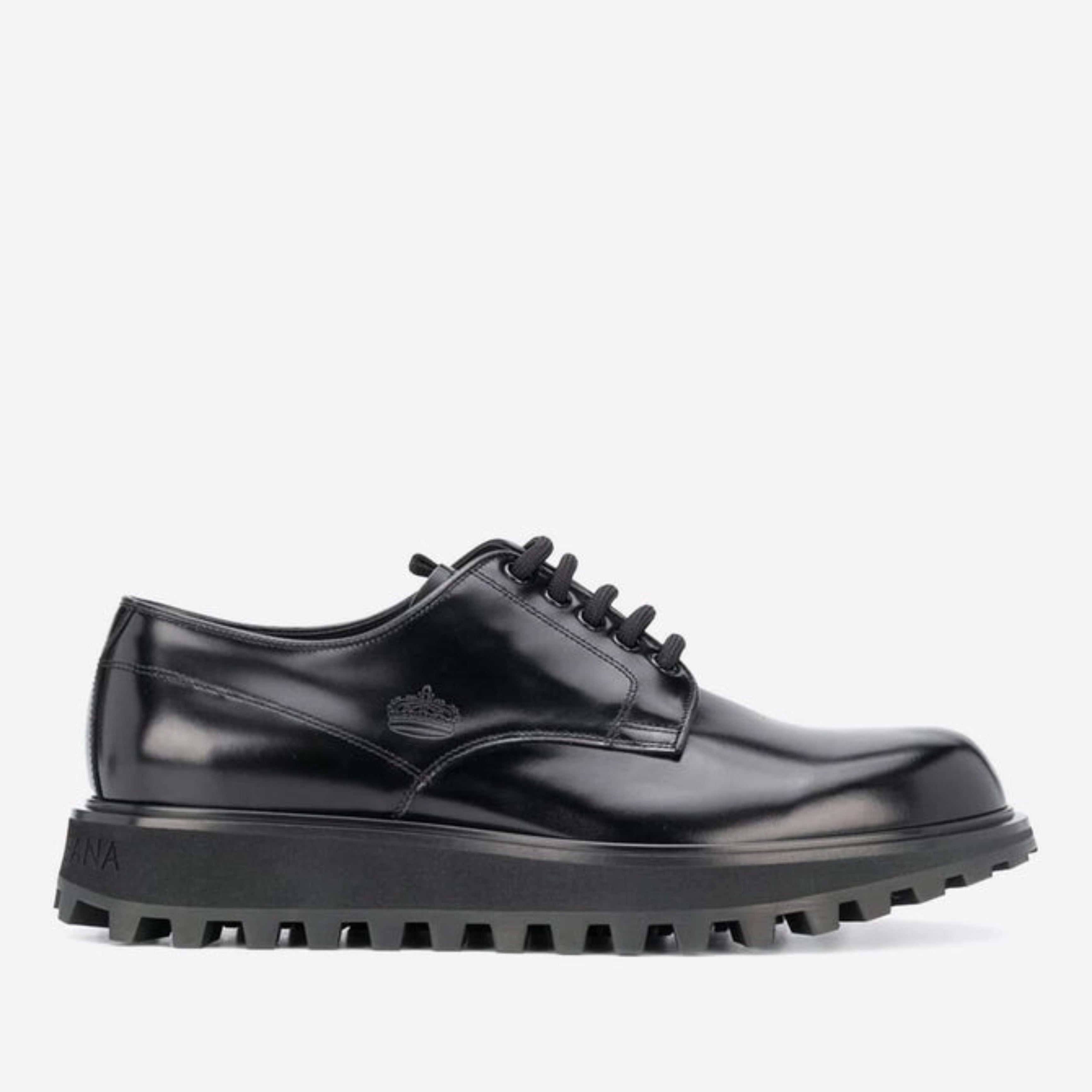 Мъжки луксозни дерби обувки Dolce & Gabbana Black Calf Leather Derby Formal Dress Shoes в черно