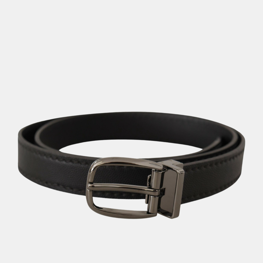 Dolce & Gabbana Leather Men Belt with Metal Buckle