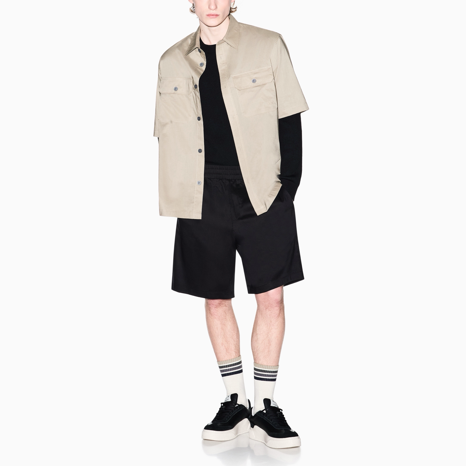 Мъжка бежова риза Armani Exchange Men Shirt XM002264 AF24533 U6229 Front View