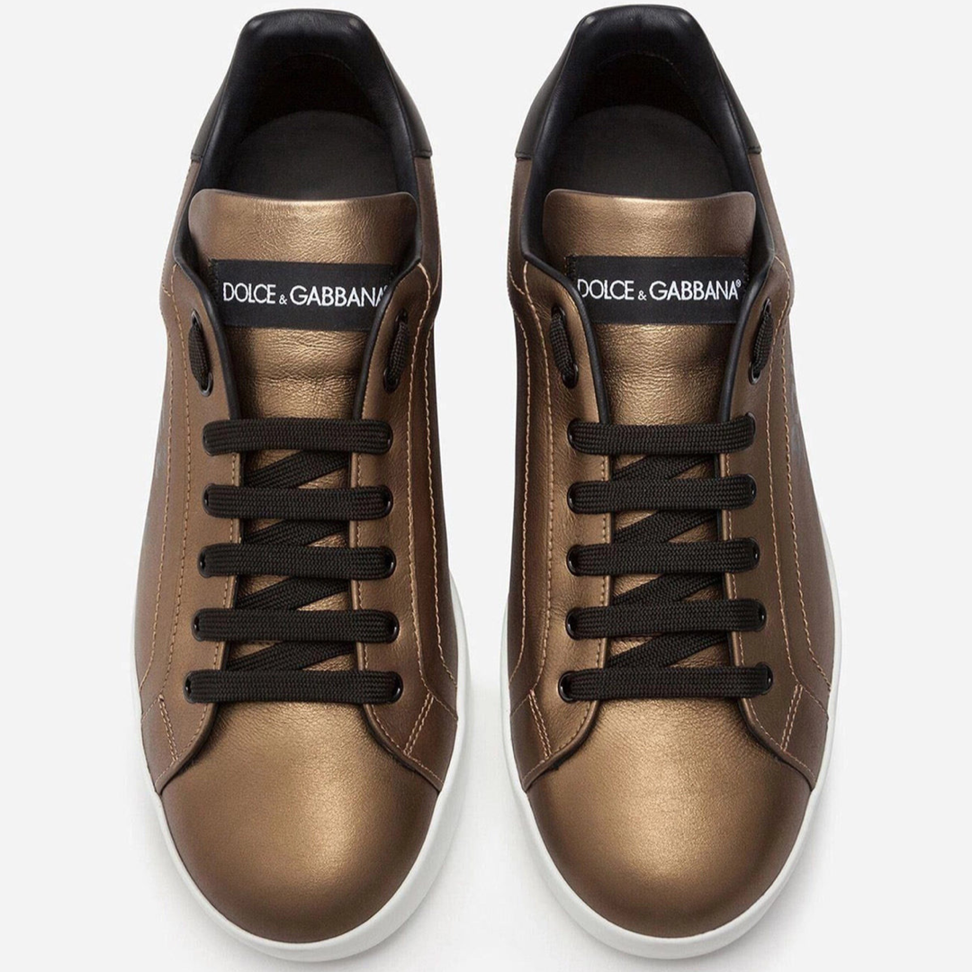 Мъжки златисти кецове Dolce & Gabbana Metallic Nappa Portofino Men Sneakers