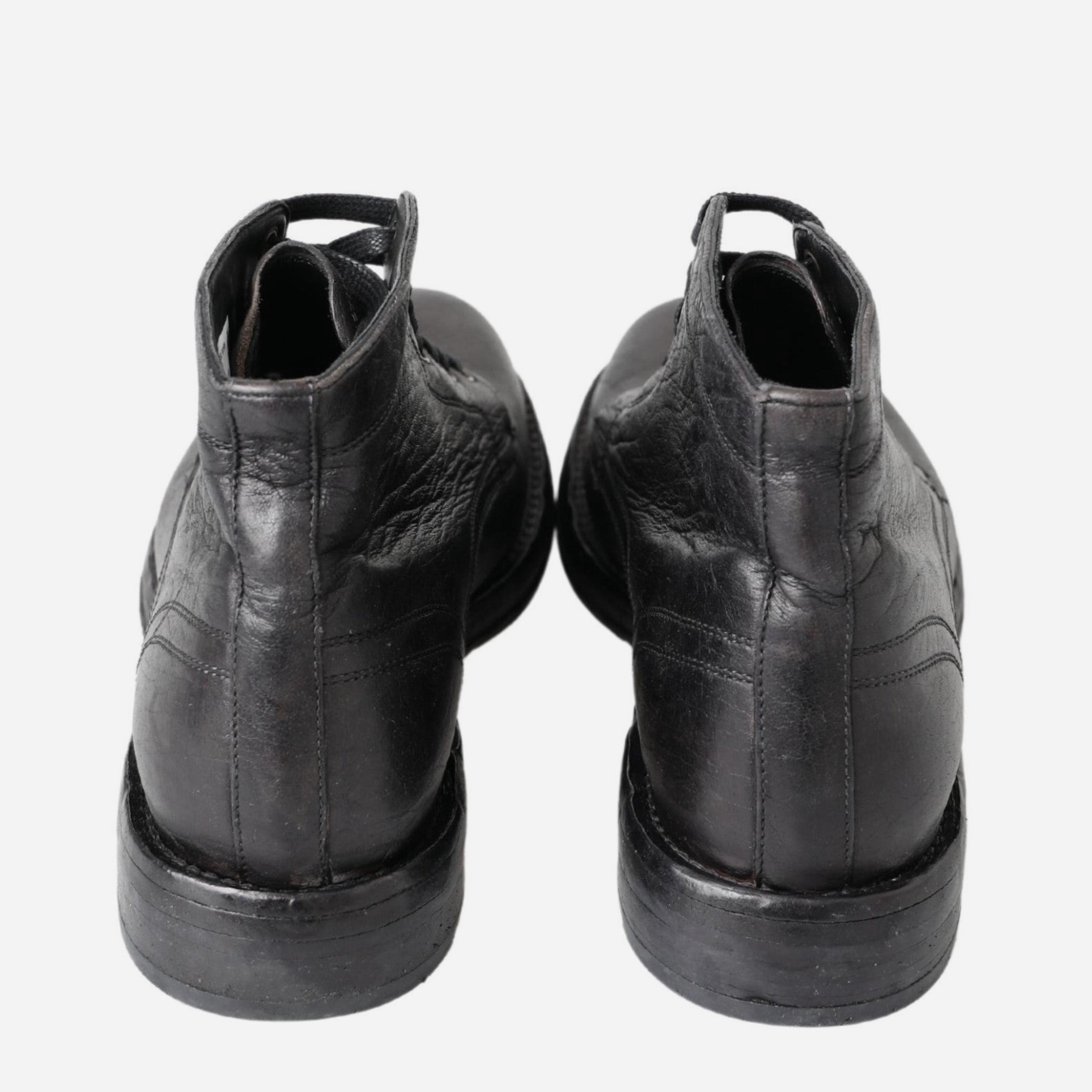 Мъжки черни луксозни боти кубинки от естествена кожа с Vibram подметка Dolce & Gabbana Men’s Equisite Black Lace-Up Leather Ankle Boots