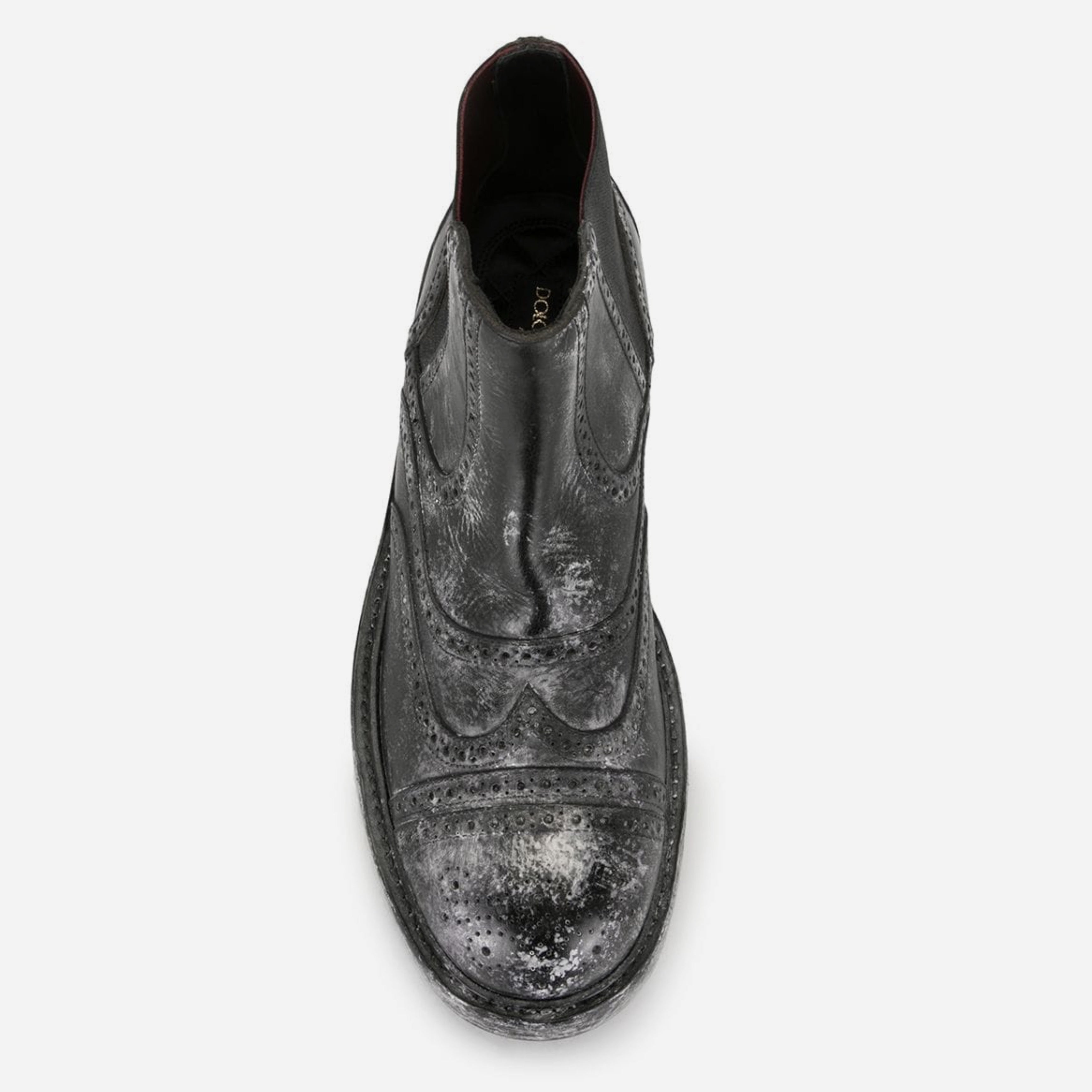 Мъжки дизайнерски високи боти кубинки от естествена кожа Dolce & Gabbana Elegant Black Faded Chelsea Ankle Boots