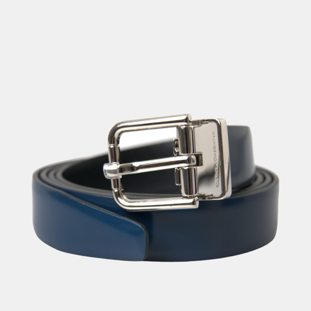 Dolce & Gabbana Calf Leather Silver Metal Buckle Men Belt