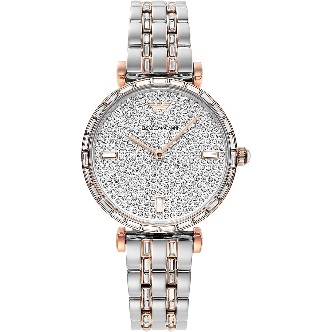 Emporio Armani Elegant Two-Tone Crystal Pave Watch