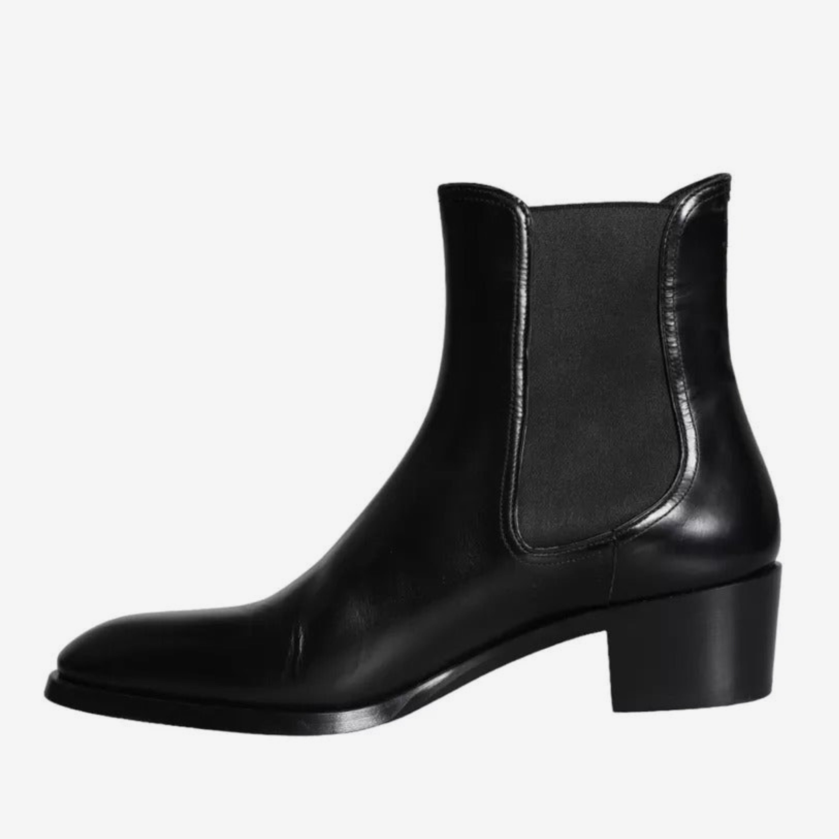 Мъжки черни луксозни боти от естествена кожа Men’s Black Leather Chelsea Ankle Boots