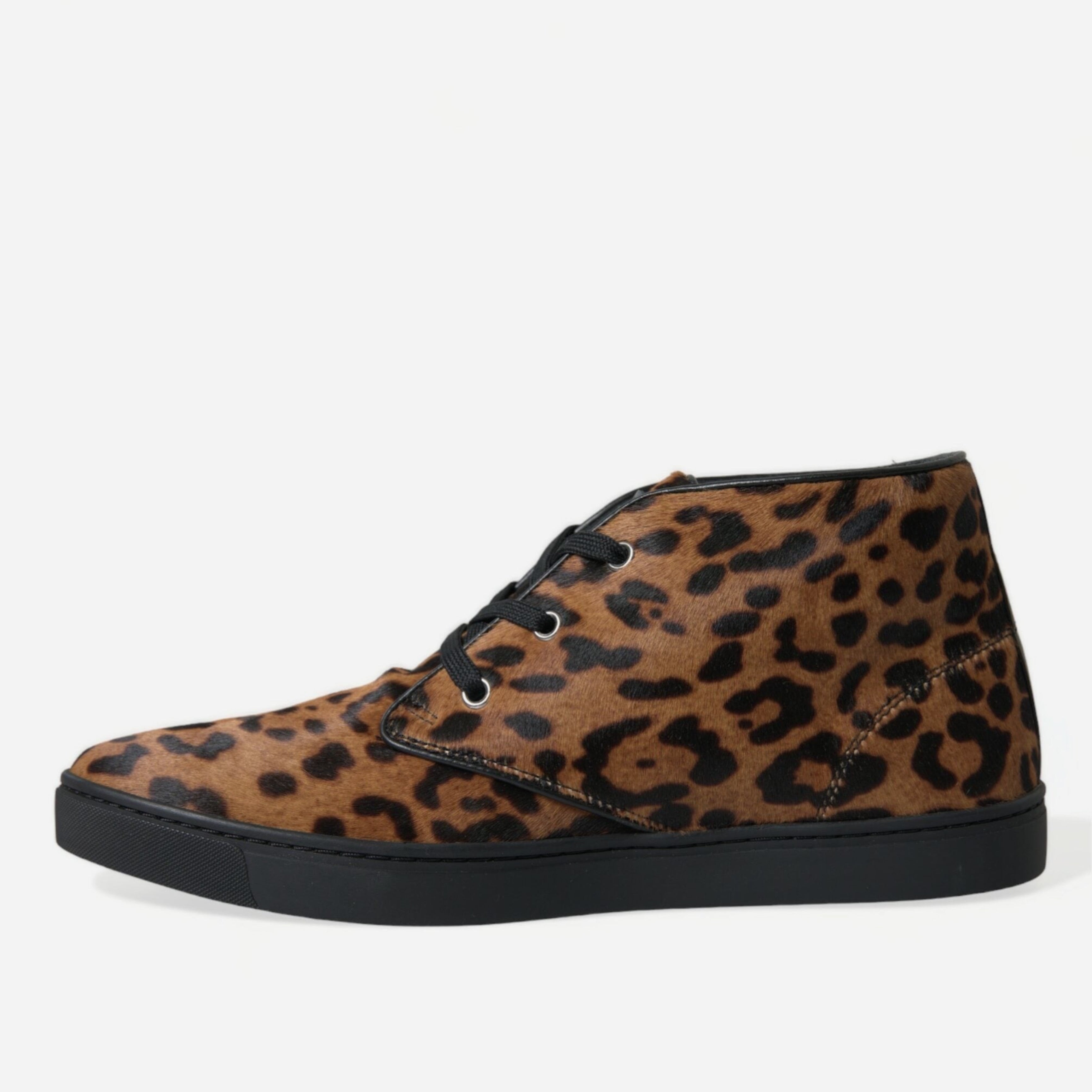 Мъжки луксозни леопардови кецове с косъм Dolce & Gabbana Men’s Elegant Leopard Print Mid-Top Sneakers