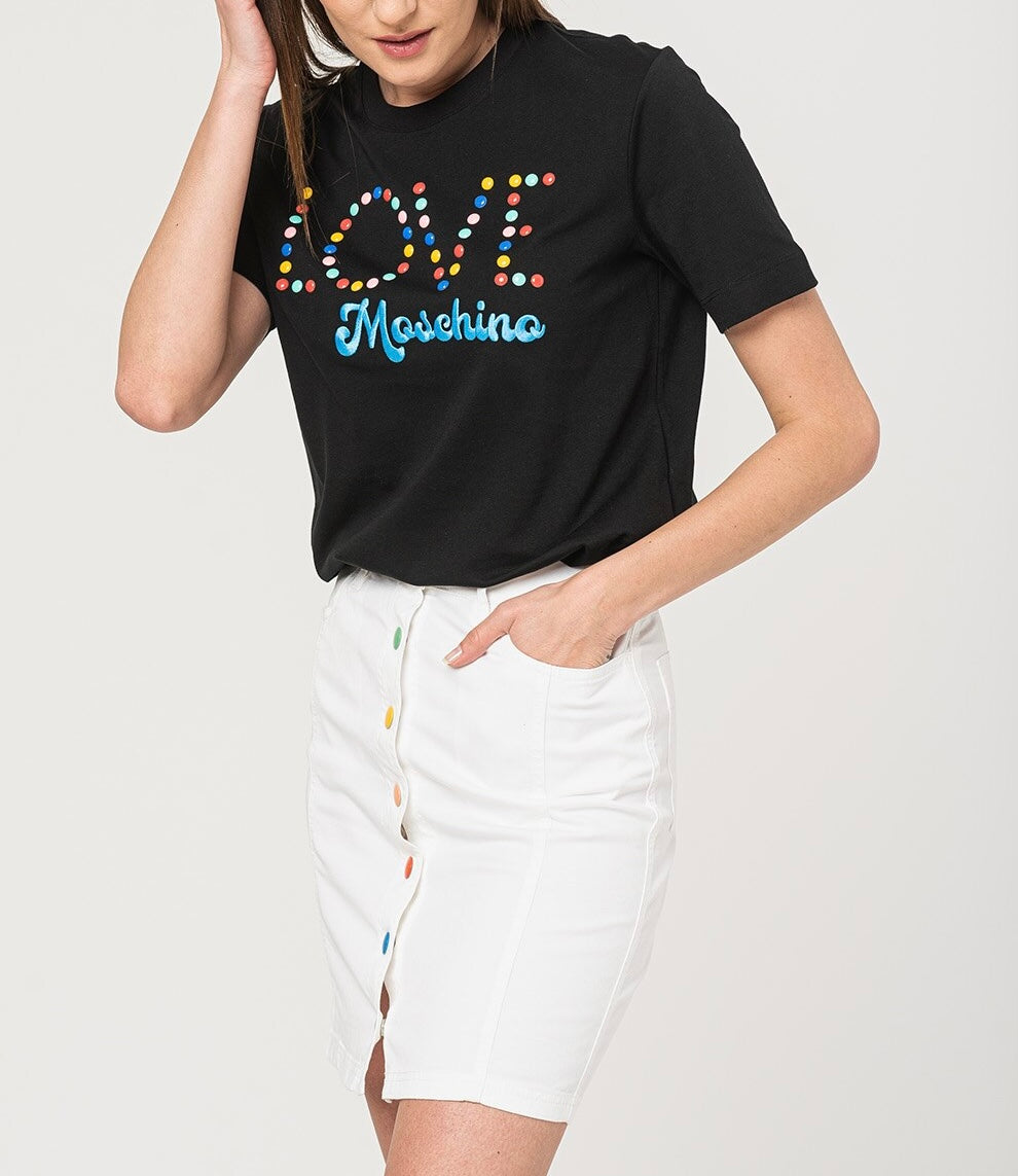 Дамска тениска Love Moschino W4H0625M3876 в черно