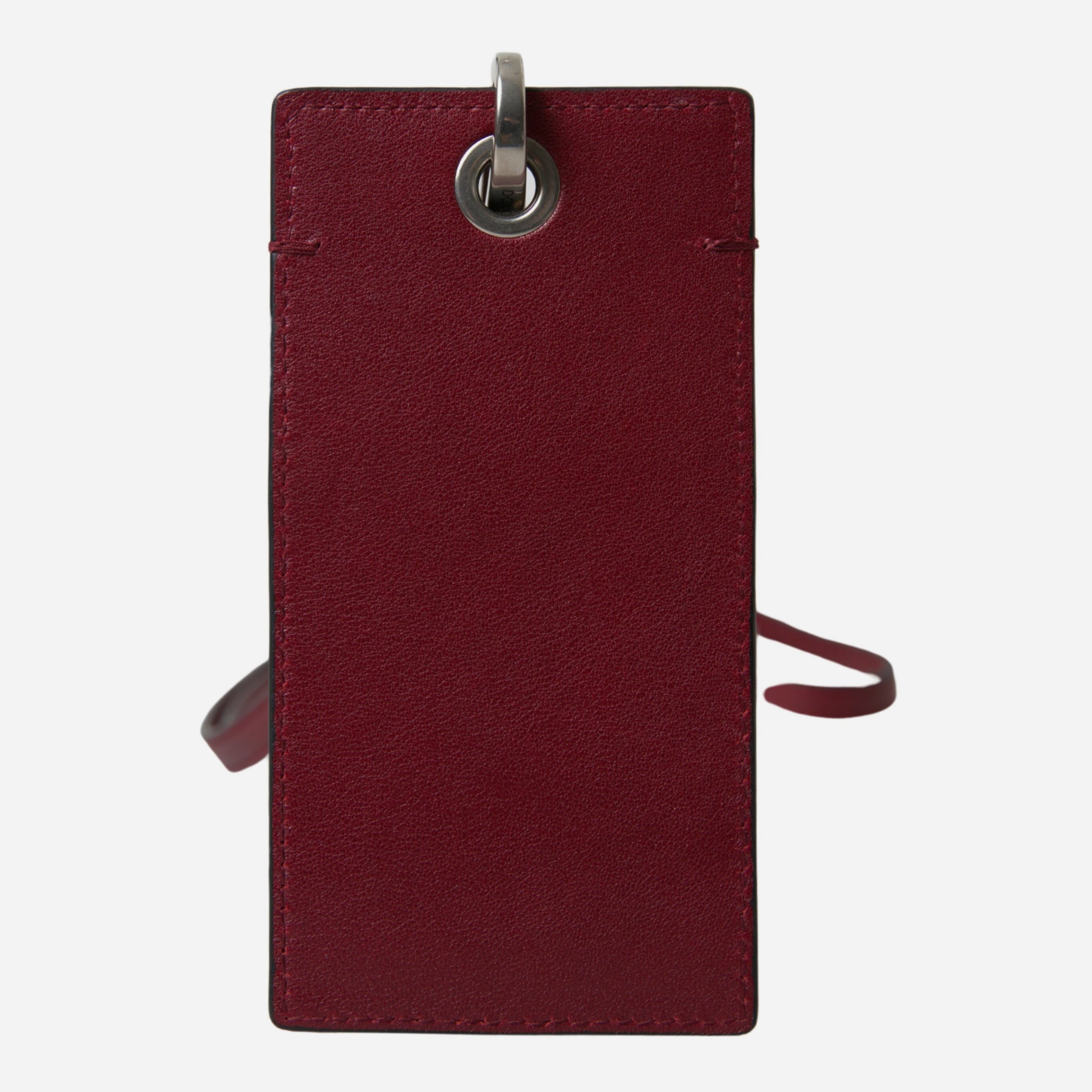 Унисекс картхолдър от естествена кожа с каишка за врата Dolce & Gabbana Unisex Elegant (Red) Burgundy Leather Cardholder with Strap