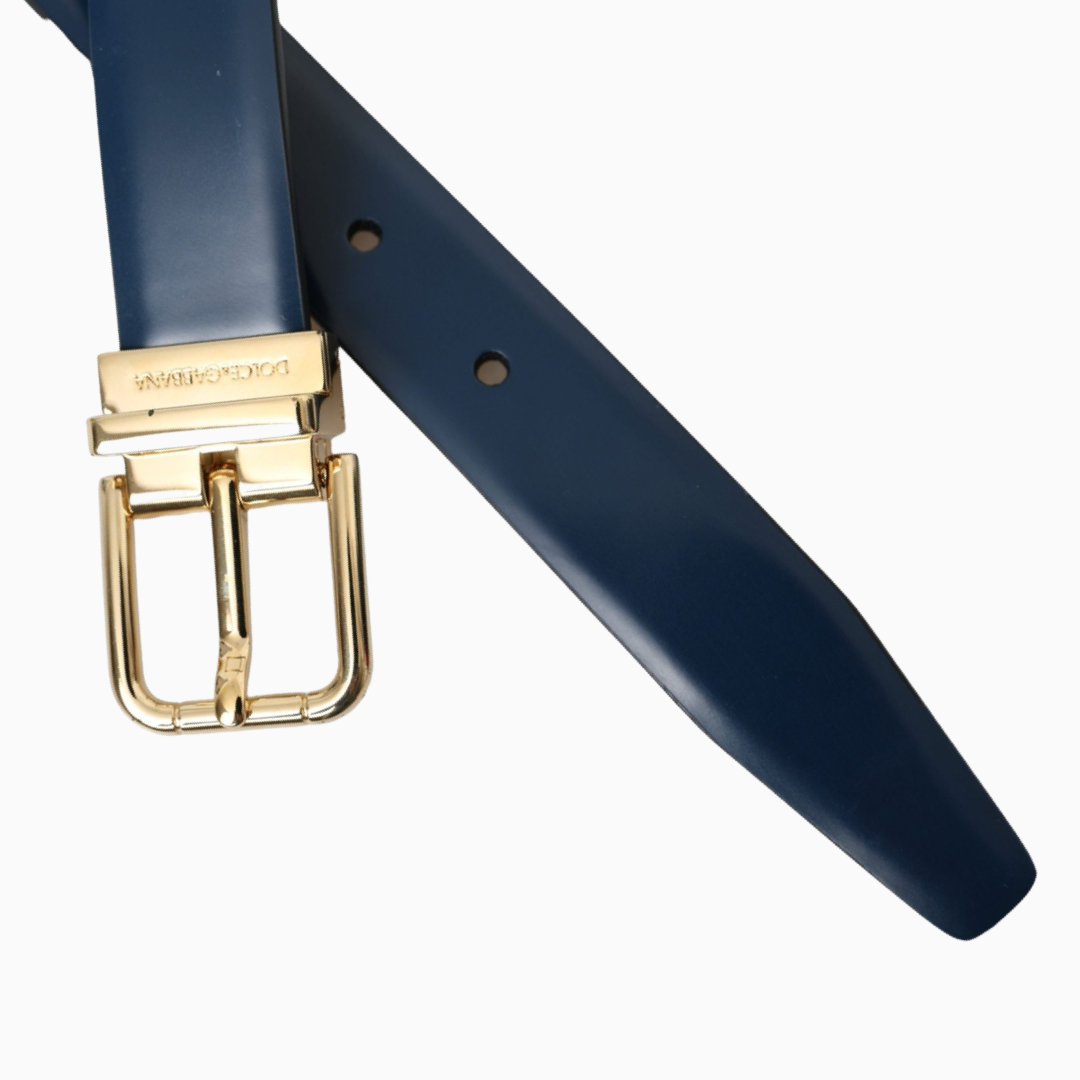 Мъжки син колан DOLCE & GABBANA
Blue Calf Leather Gold Metal Buckle Belt