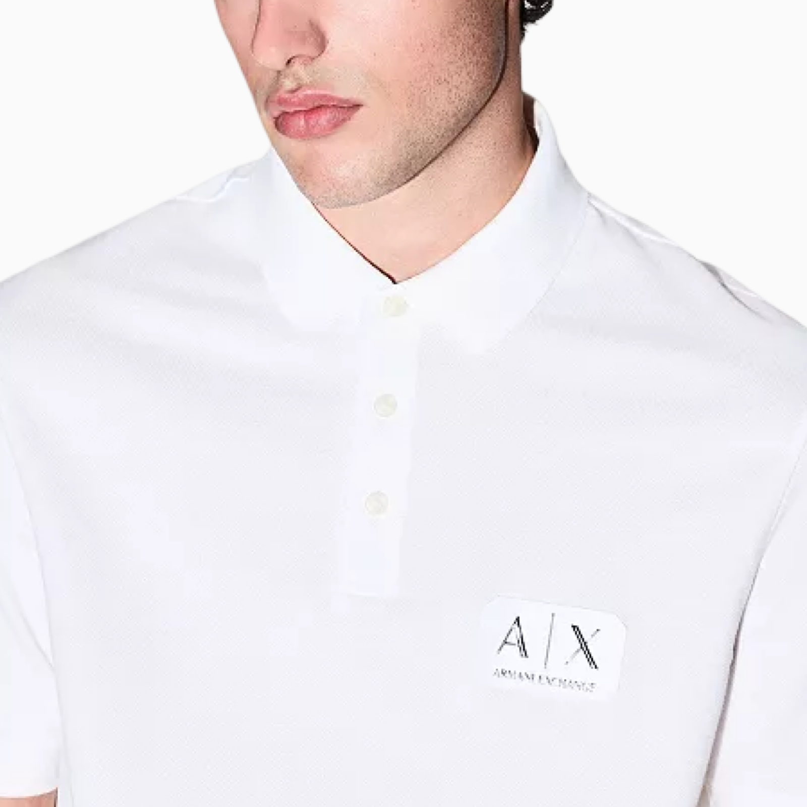 Дамска бяла поло тениска Armani Exchange Men Polo XM002232 AF10364 U0009 Close-Up