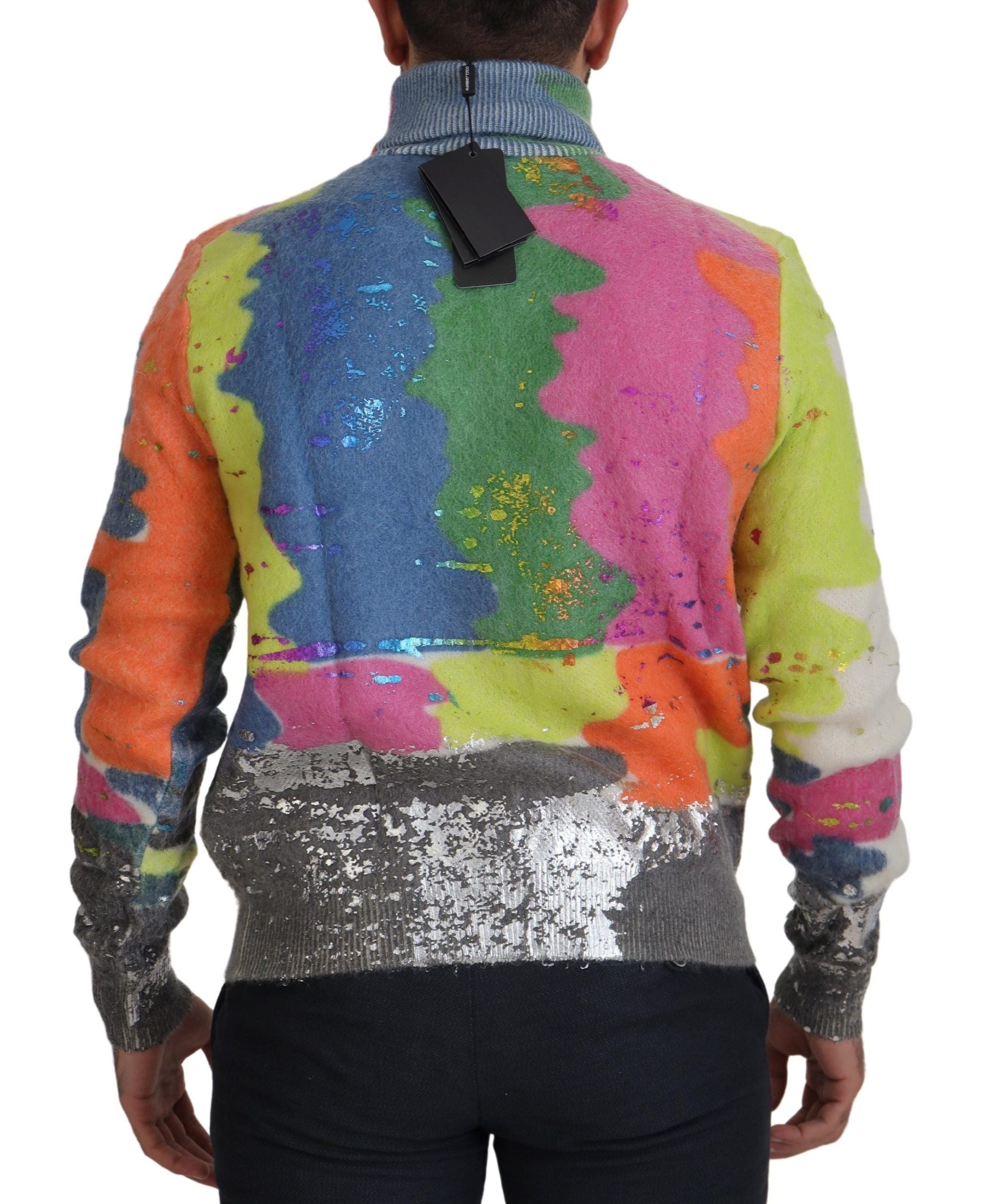 Dolce & Gabbana Multicolor Turtleneck TV Motive Sweater