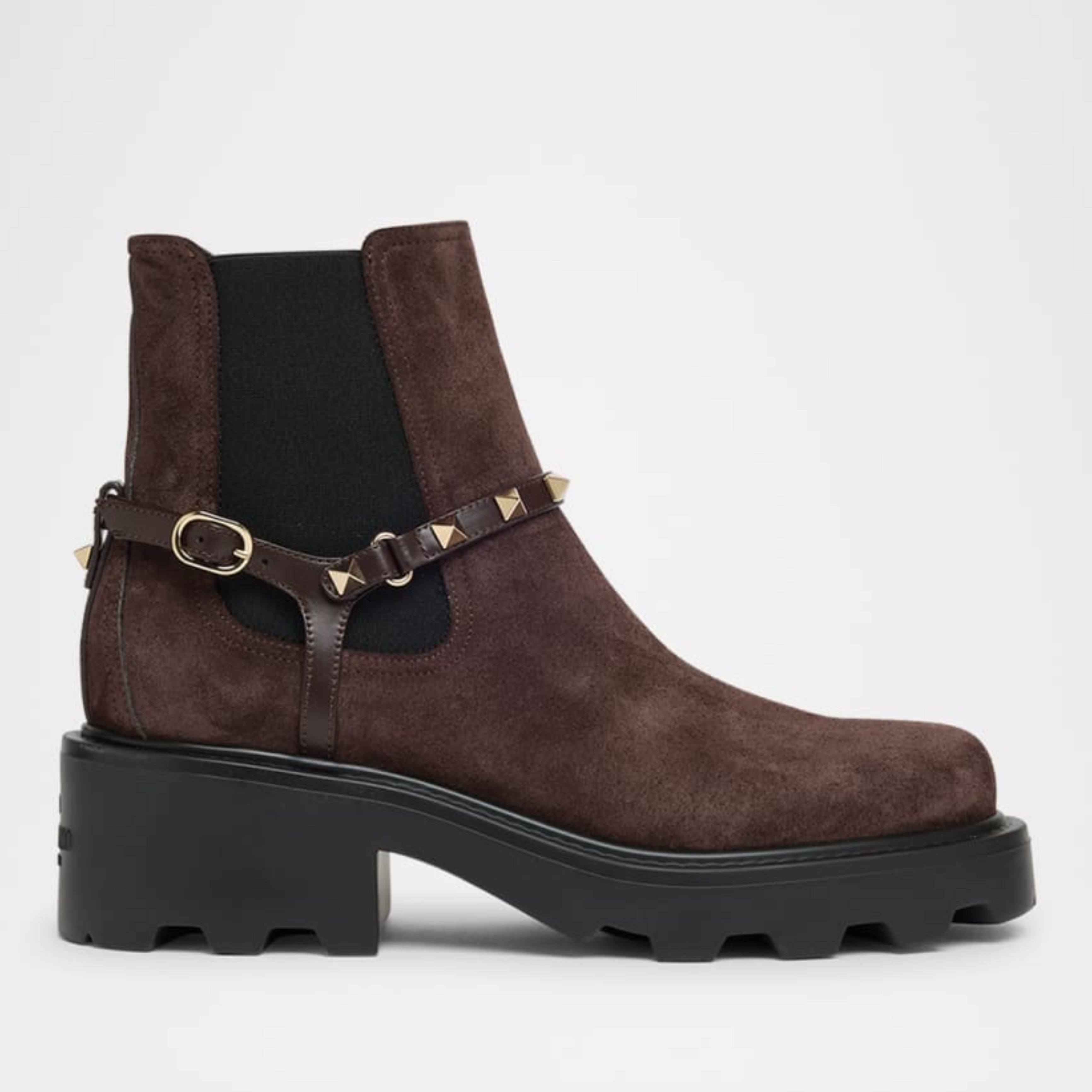 Дамски велурени боти Women’s Beatle Rockstud Suede Chelsea Boots VALENTINO GARAVANI 7W2S0KU2BVJ0TO Brown lateral view