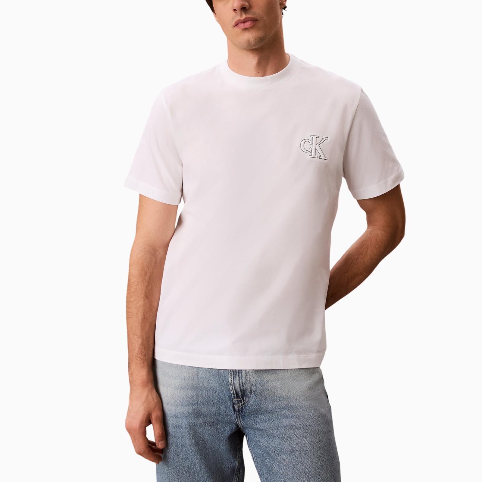 Мъжка бяла тениска Calvin Klein Jeans Men T-shirt LV04RG220G YAF Front View