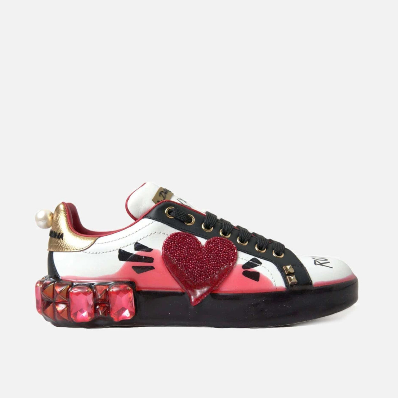 Dolce & Gabbana Portofino Melt Crystals Women Sneakers Medial View