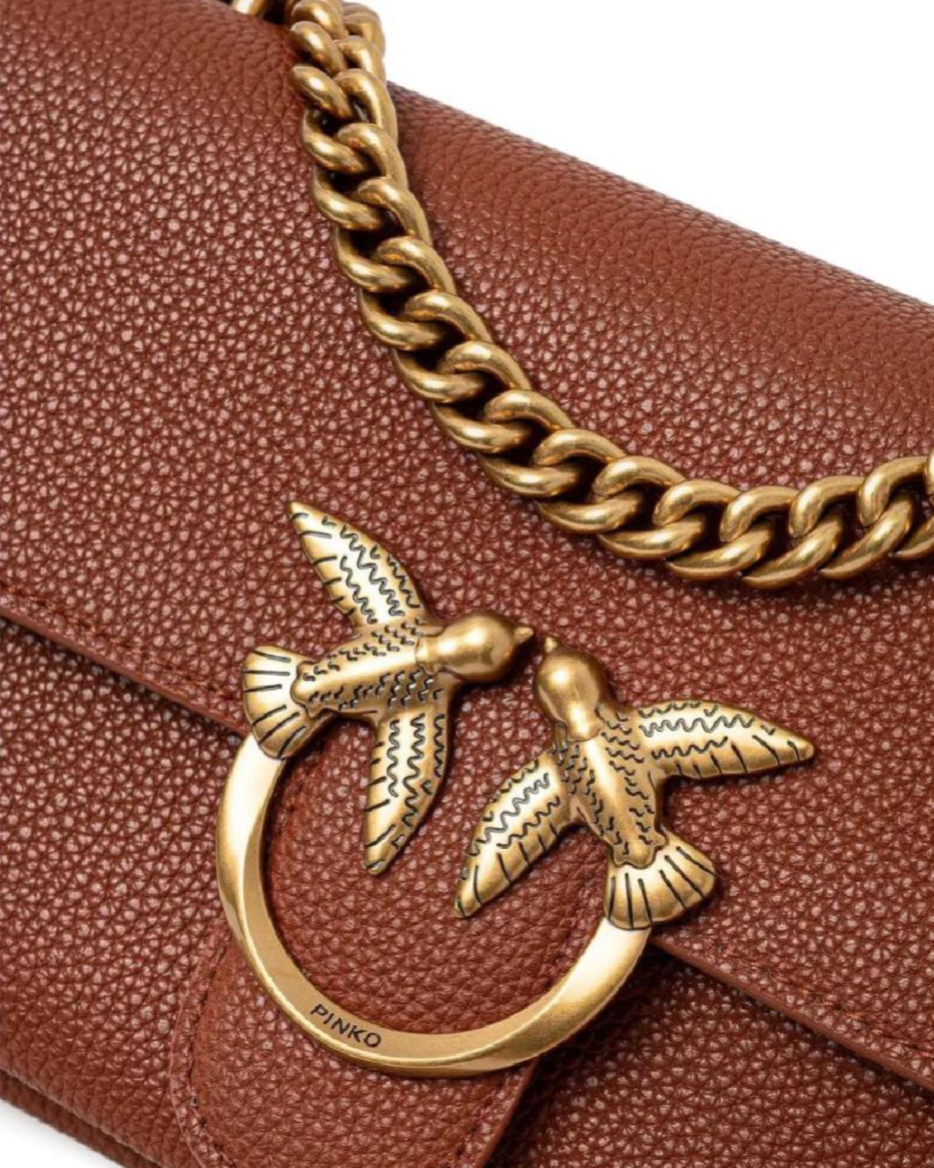 Дамска чанта Mini Love Soft crossbody bag PINKO Brown 104528 A29Q L48Q logo view