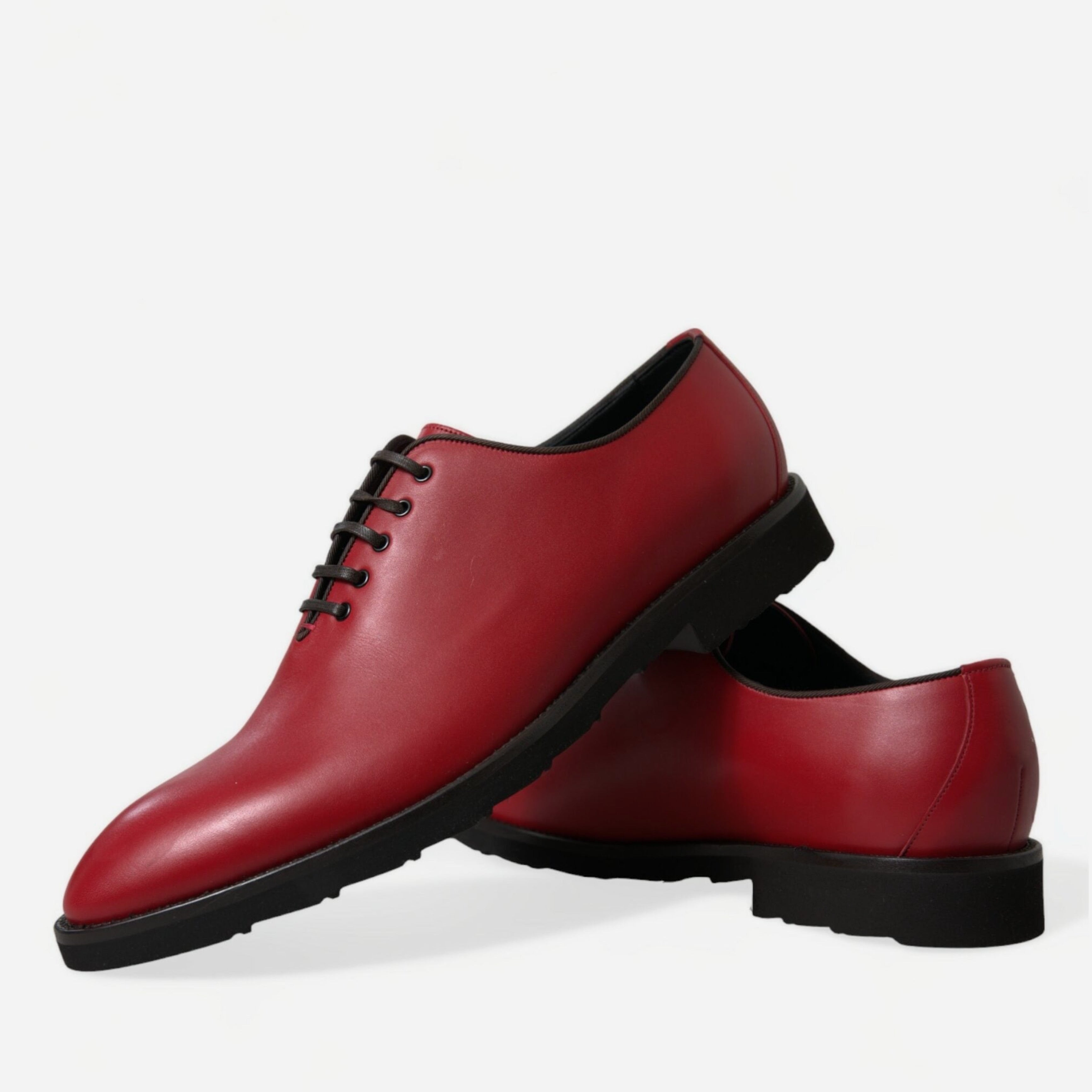 Мъжки червени луксозни обувки от естествена кожа Dolce & Gabbana Men’s Elegant Red Leather Oxford Formal Shoes