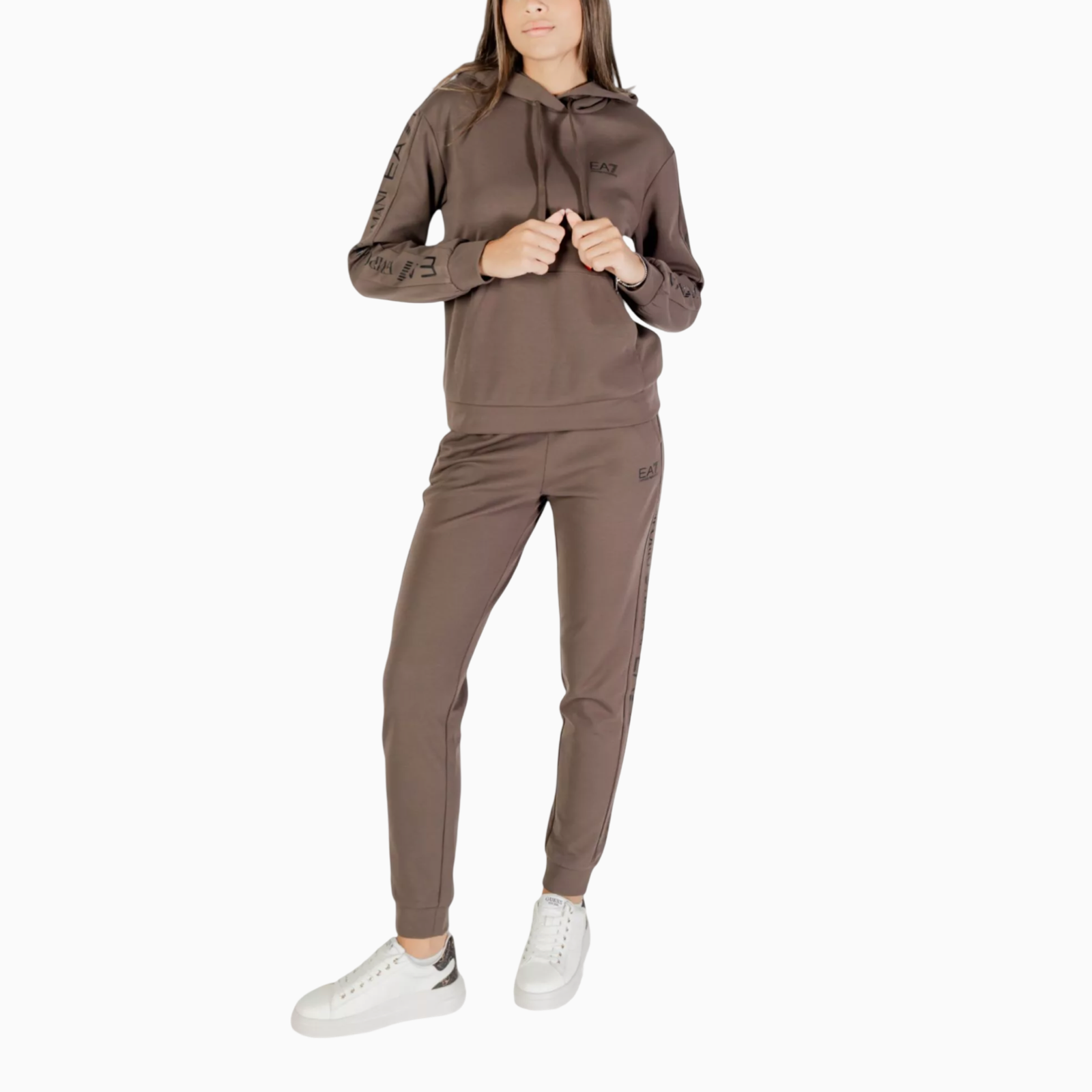 Дамски кафяв екип EA7 Emporio Armani Women Tracksuit 7W000789 AF18880 Front View