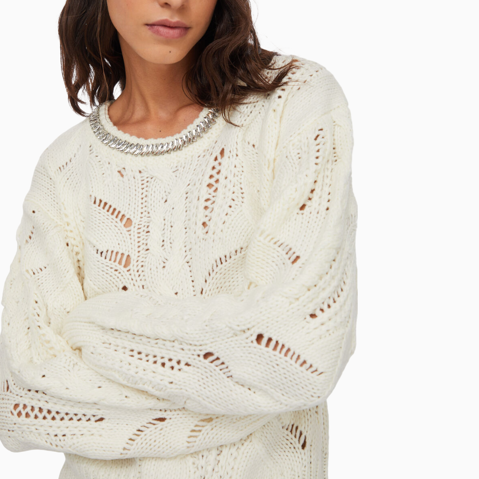  Дамски бял пуловер Liu Jo Sweater MF5452 MA37R Close-Up