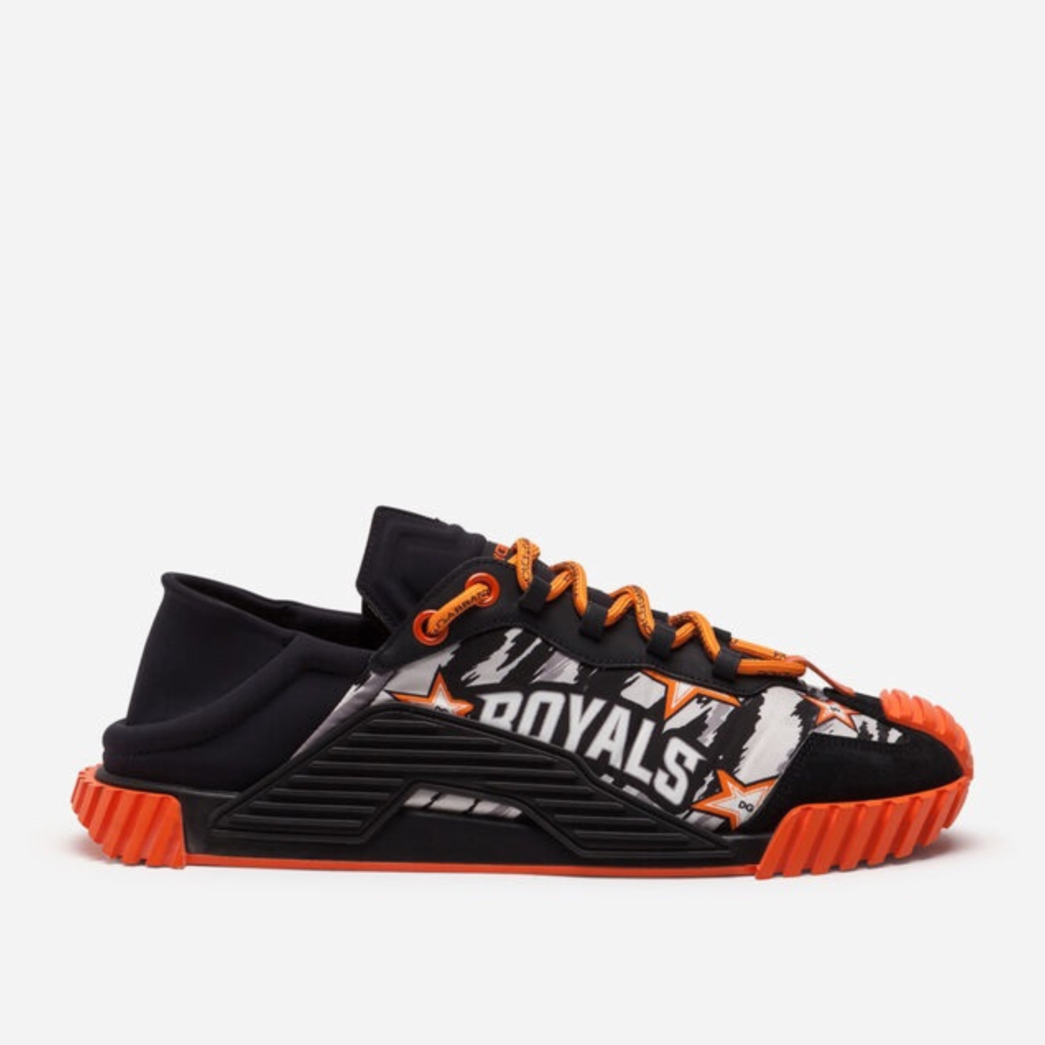 Мъжки луксозни кецове в черно и оранжево Dolce & Gabbana Royals Men’s Black/Orange NS1 Sneakers