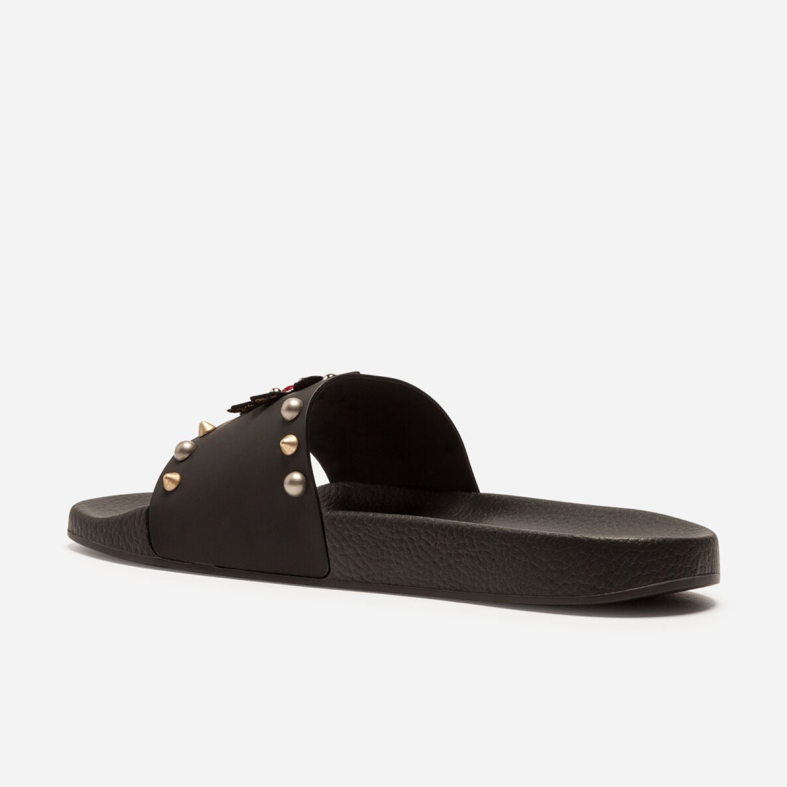 Dolce & Gabbana Black Heart Patch Men Slippers Medial View