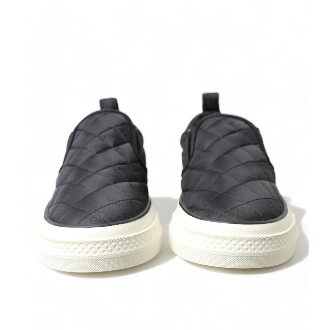 Дамски маратонки Dolce & Gabbana Elegant Quilted Black Canvas Sneakers