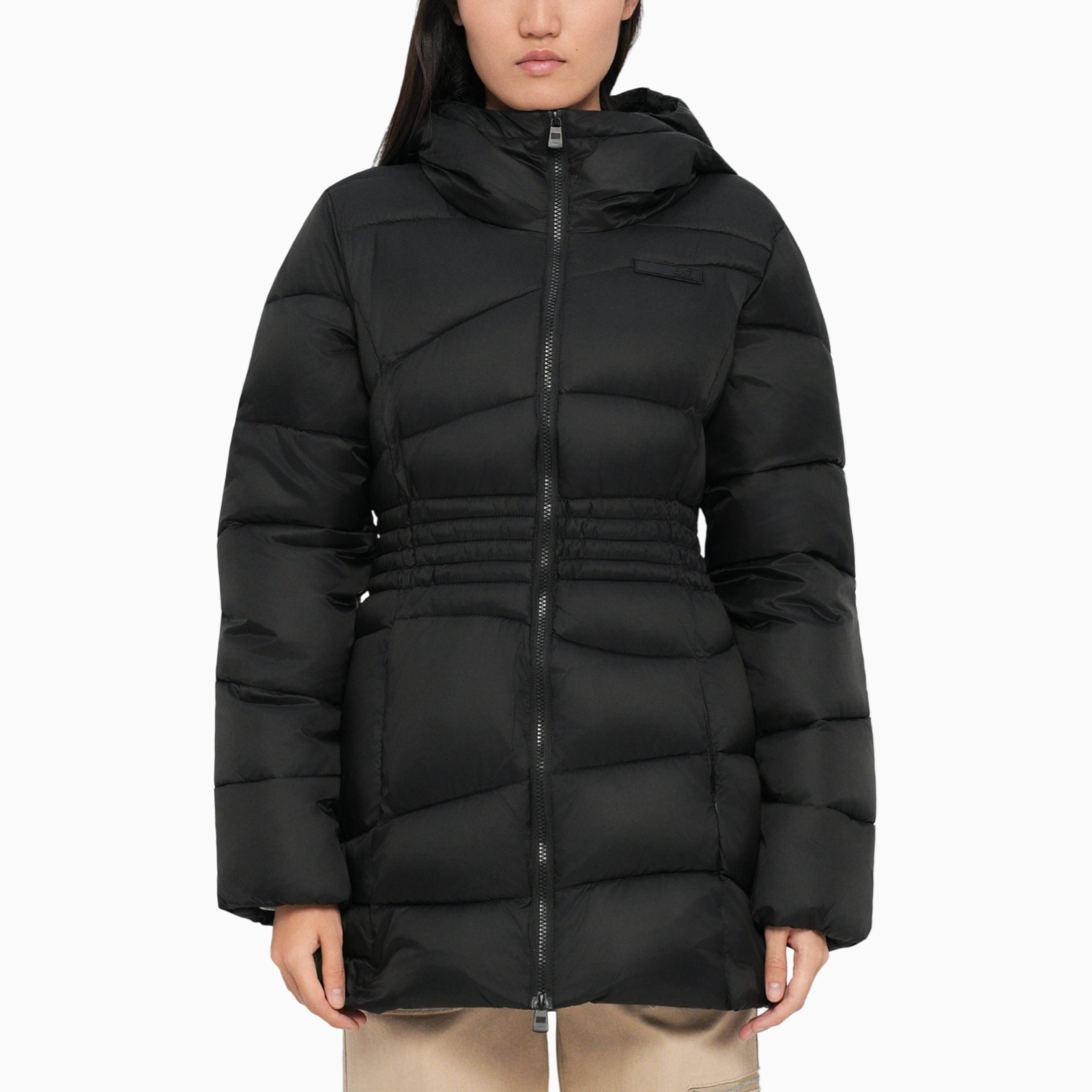 Дамско черно зимно яке EA7 Emporio Armani Women Jacket 7W000661 AF16413 Front View