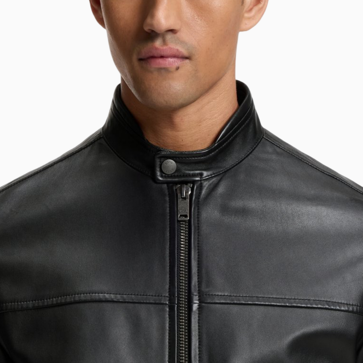 Мъжко кожено яке Boss Men Leather Jacket 50566585-001 Close-Up