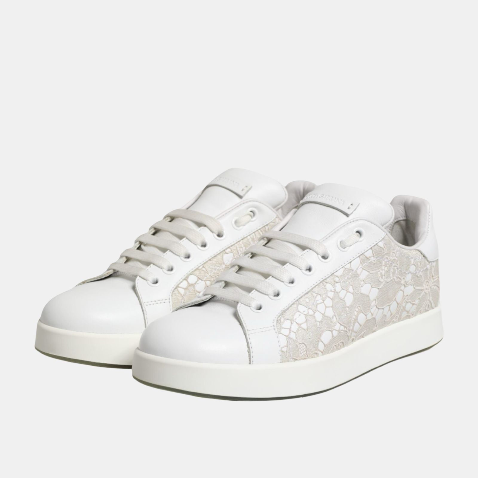Dolce & Gabbana Lace Insert Portofino Women Sneakers Lateral View