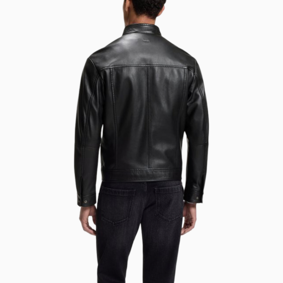 Мъжко кожено яке Boss Men Leather Jacket 50566585-001 Back View