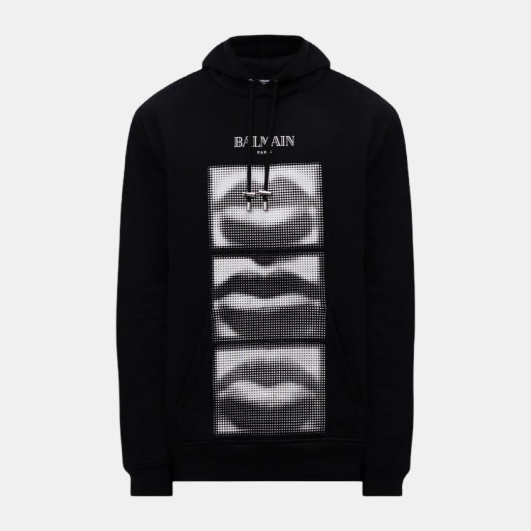 Мъжко черно худи Balmain Lips Men Hoodie