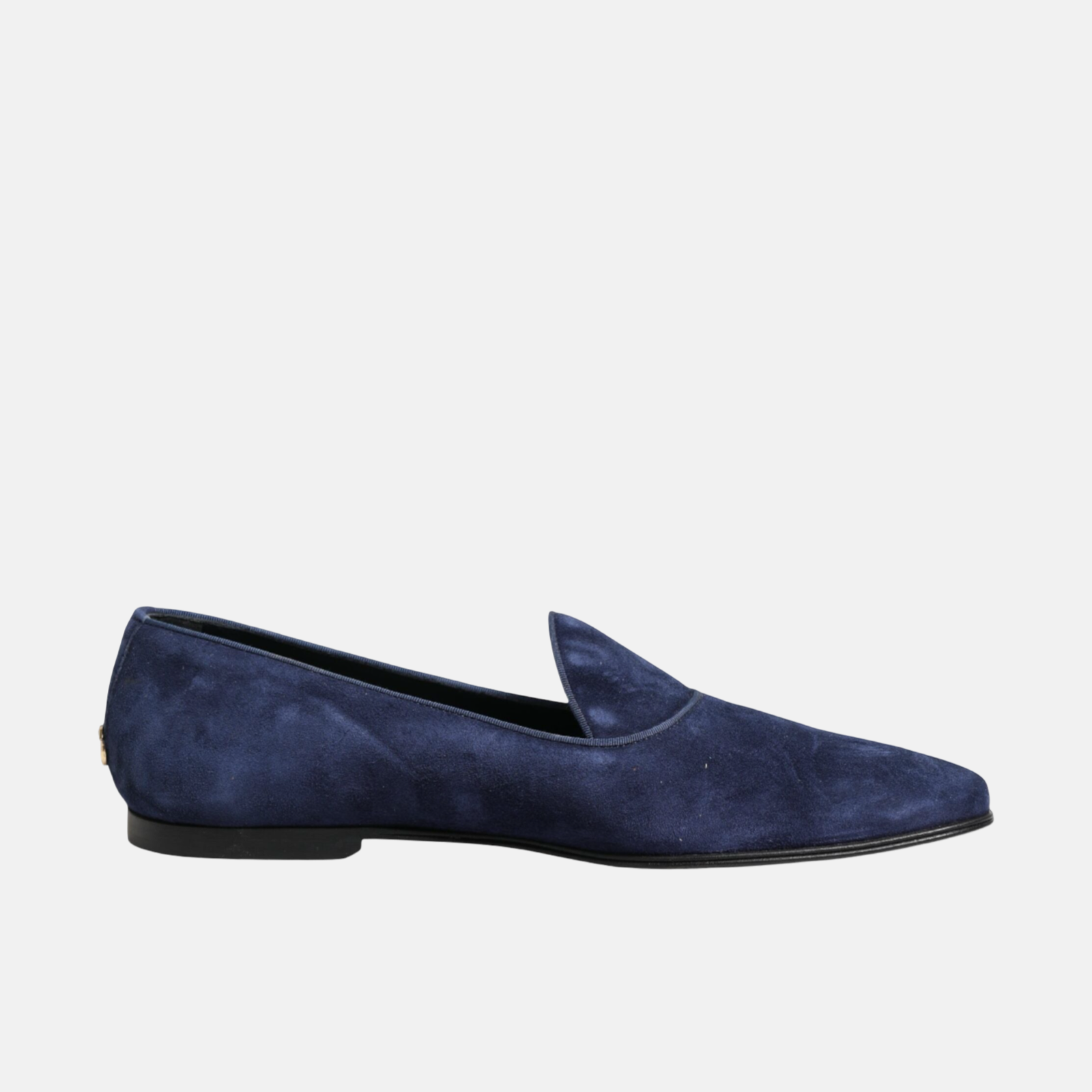 Dolce & Gabbana Blue Velvet DG Logo Men Loafers Lateral View