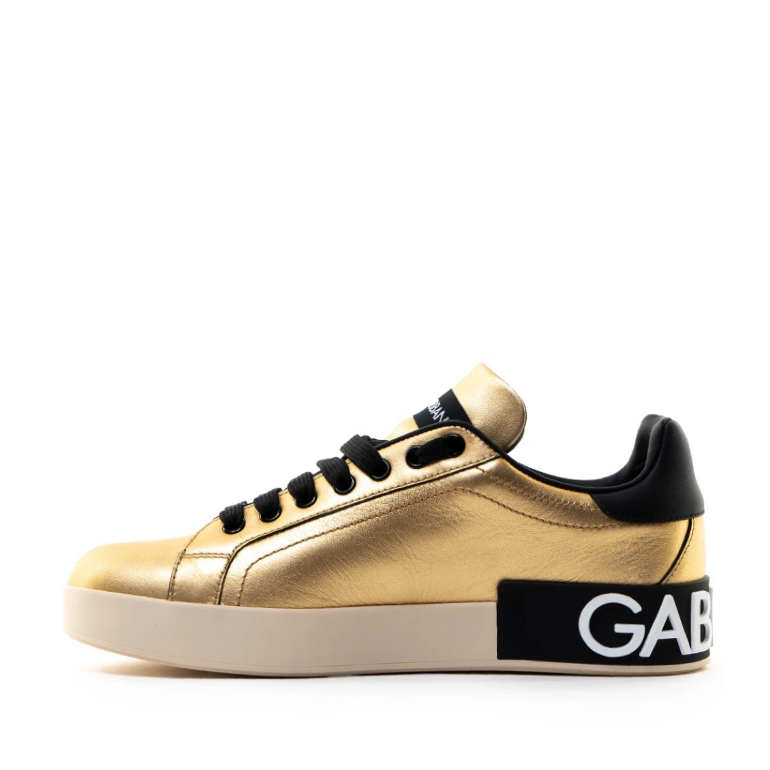 Дамски кецове Dolce & Gabbana Gold Portofino Calf Leather Sneakers Women Shoes