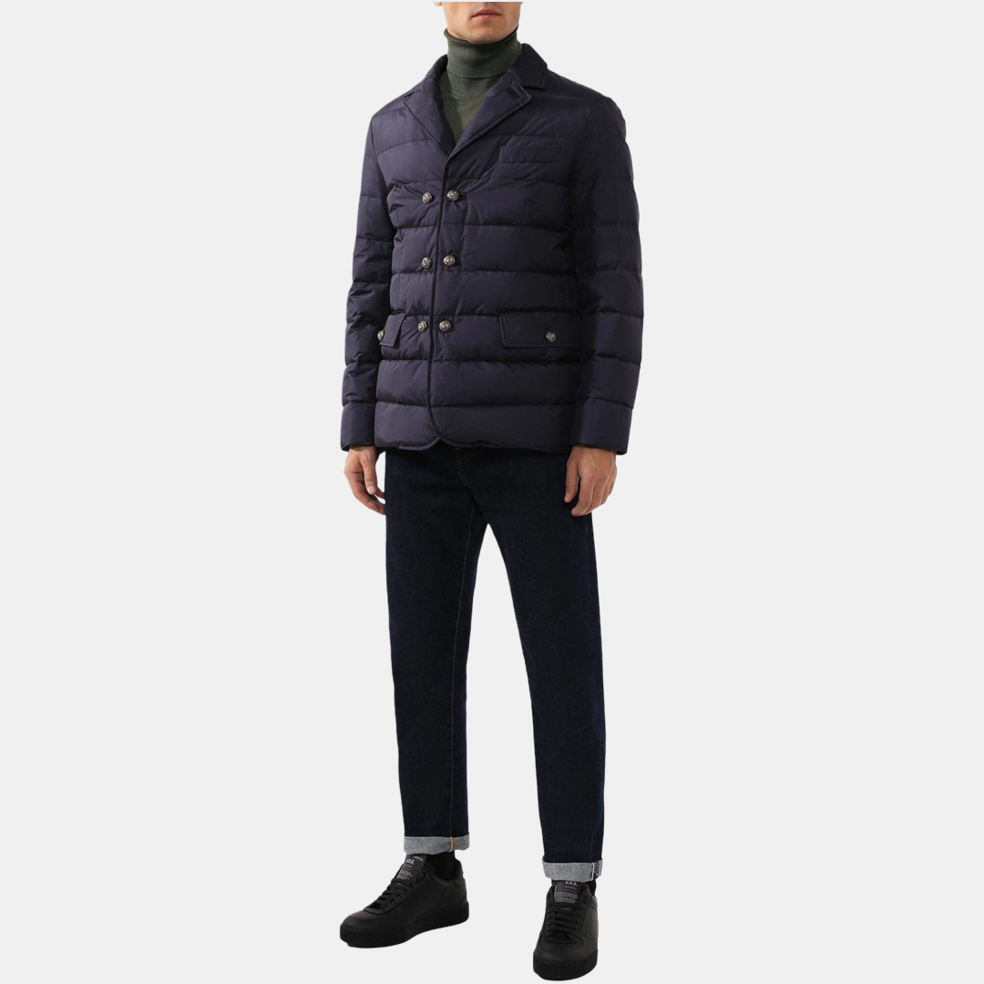 Мъжко тъмно синьо яке Dolce & Gabbana Silk Quilted Men Jacket