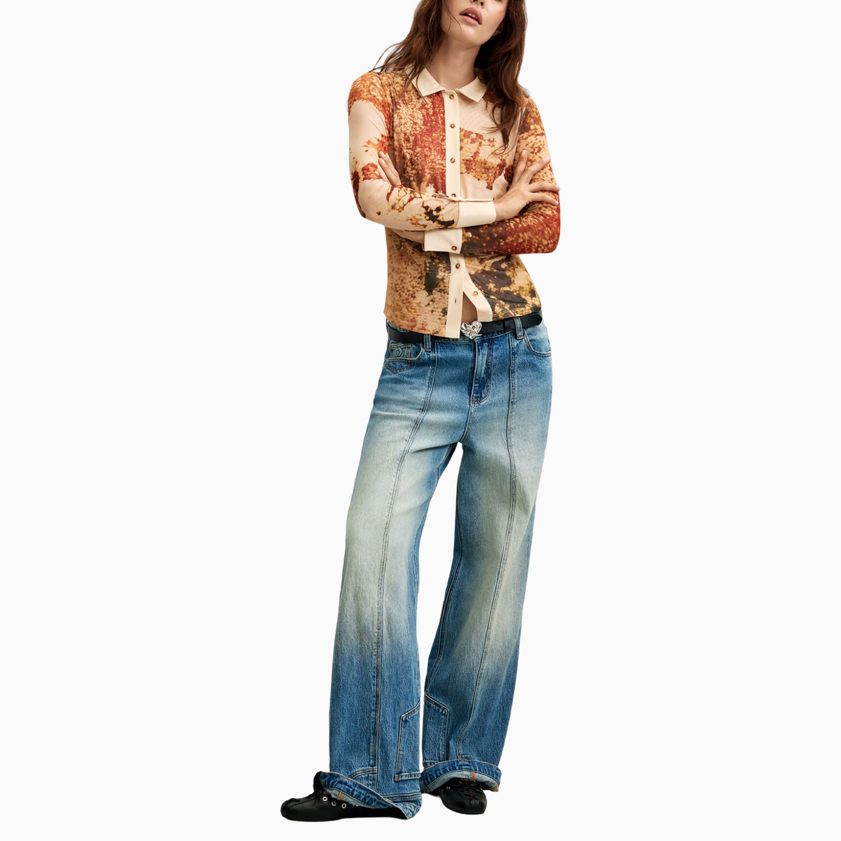 Дамска риза Desigual Women Shirt 26WWTK23 6004 Front View