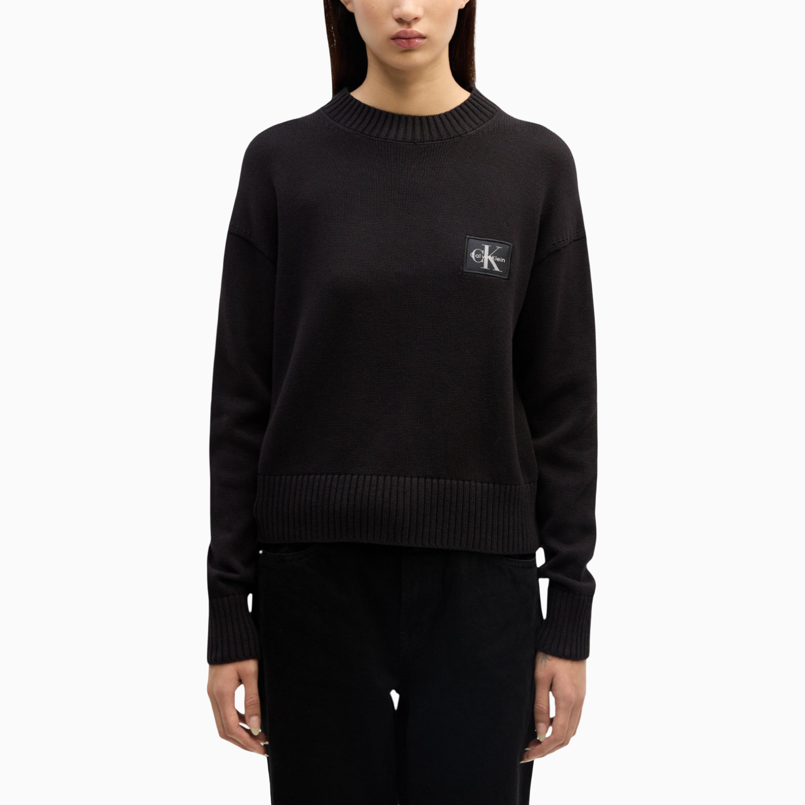 Дамски черен пуловер Calvin Klein Jeans Women Sweater LV047D351G Front View