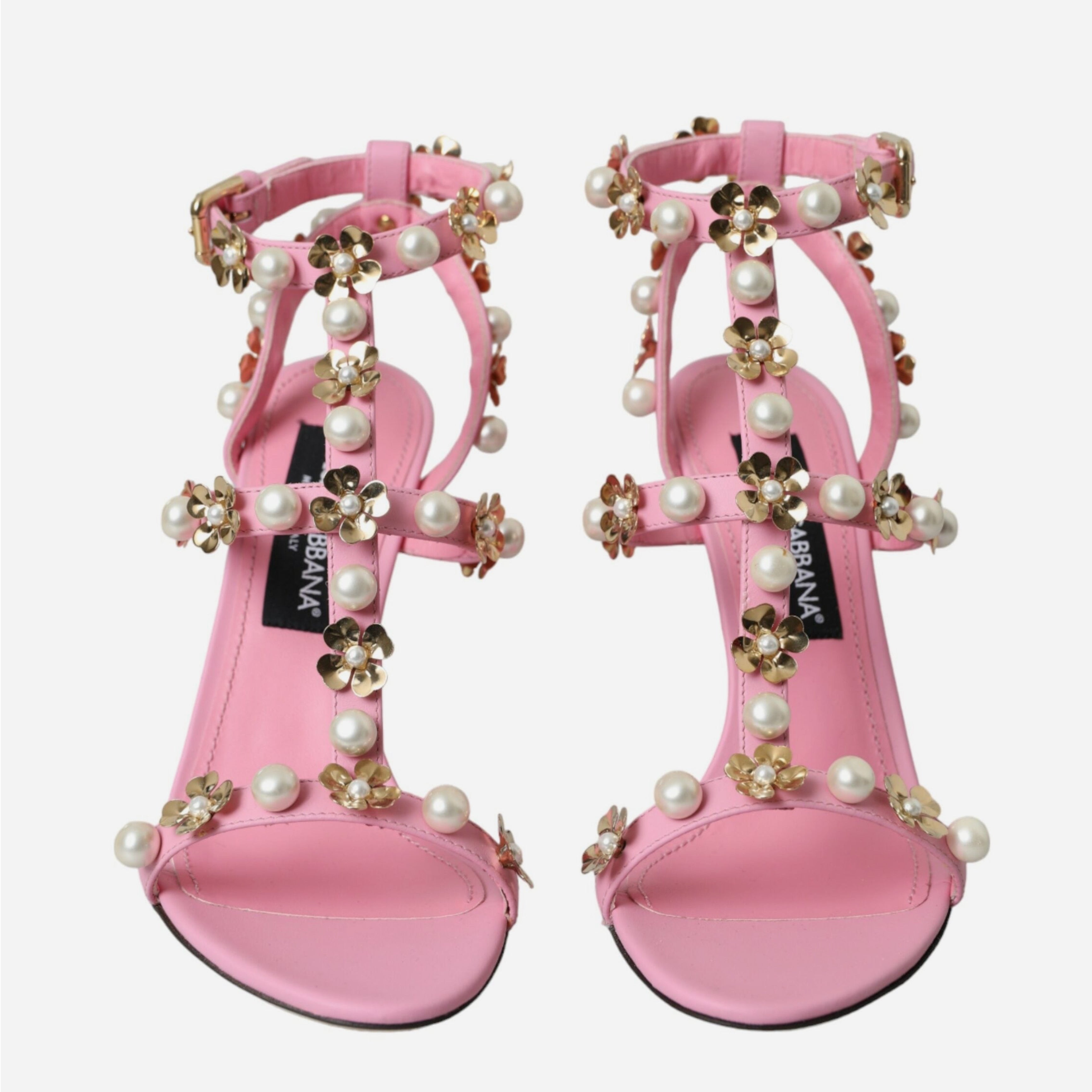 Дамски кожени сандали с перли в розово DOLCE & GABBANA
Women’s Pink Embellished Heels Sandals