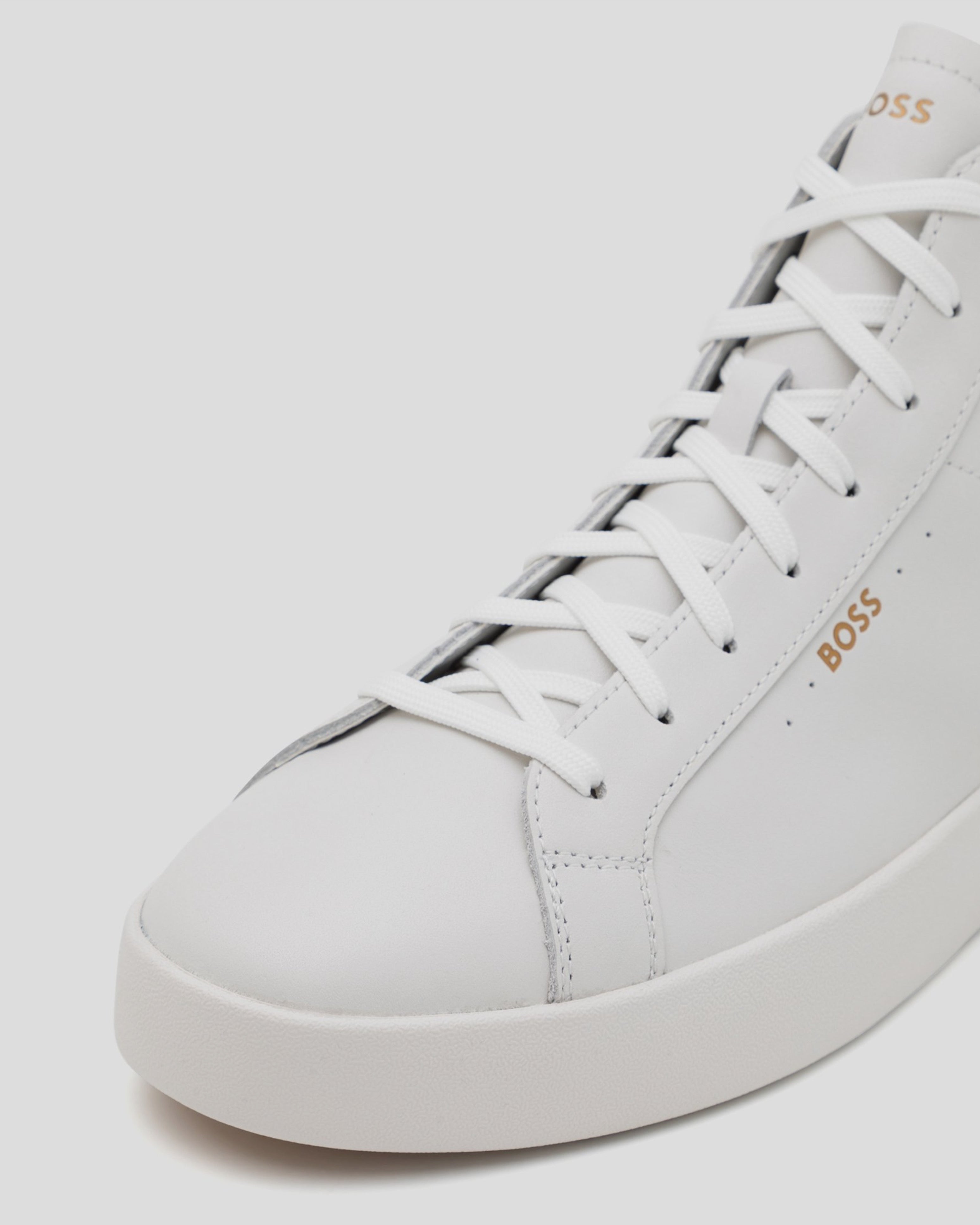 Мъжки високи кецове от естествена кожа в бяло Men’s high top sneakers Boss Belwar Hito 50522871 100 White