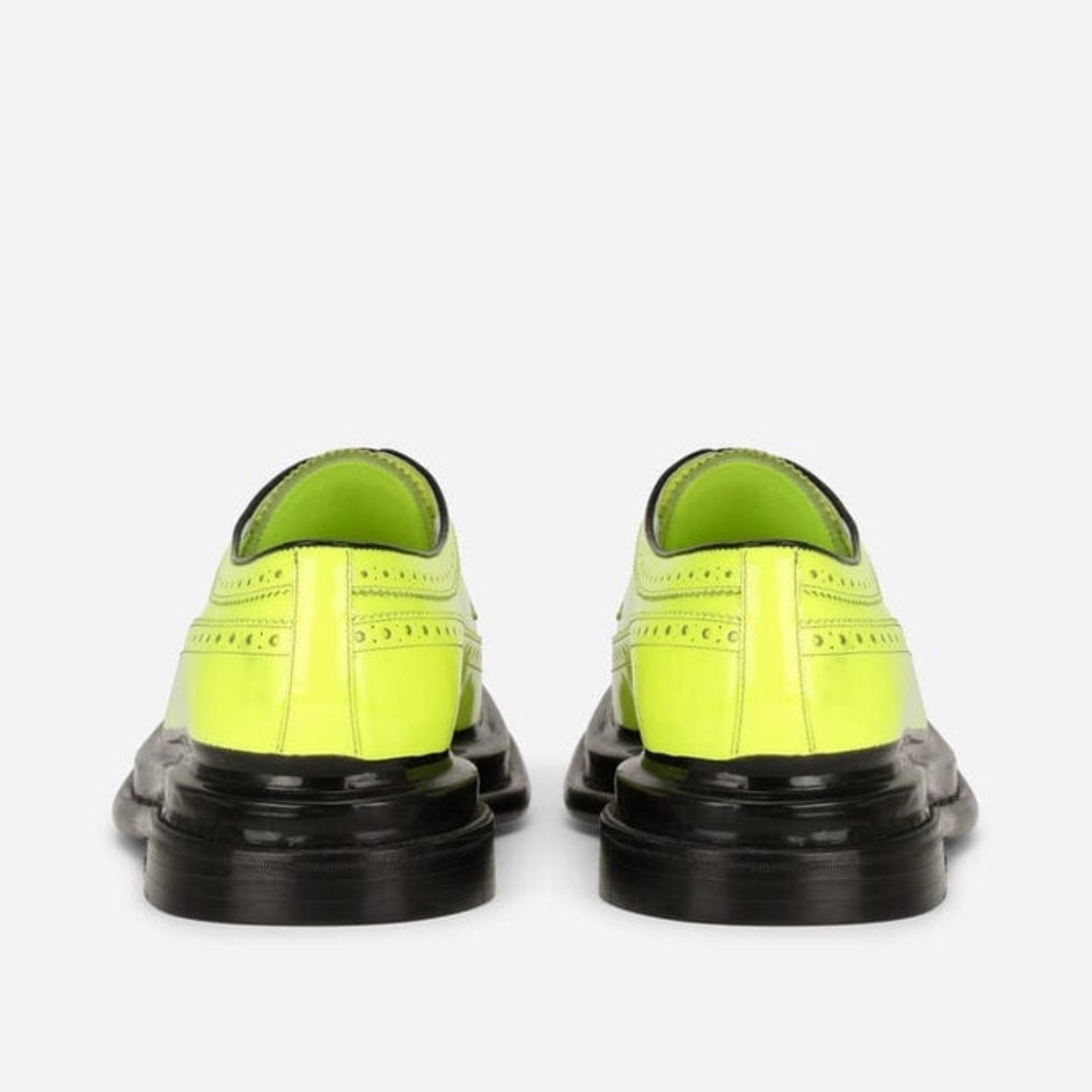 Мъжки луксозни официални кожени обувки в електриково зелено Dolce & Gabbana Men’s Luxury Neon Green Leather Derby Shoes