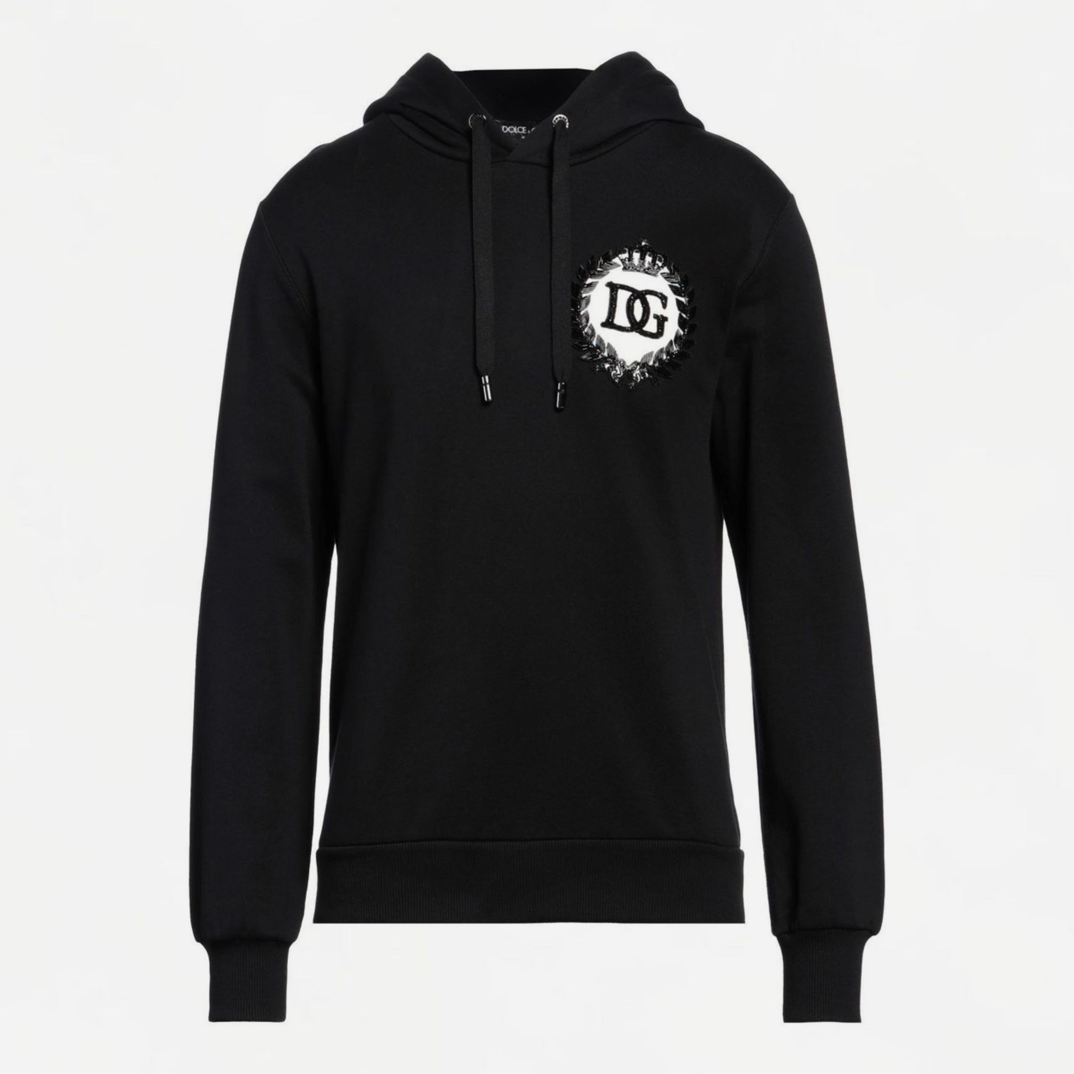 Мъжки луксозен суитчър Dolce & Gabbana Black Cotton Hooded Sweatshirt в черно