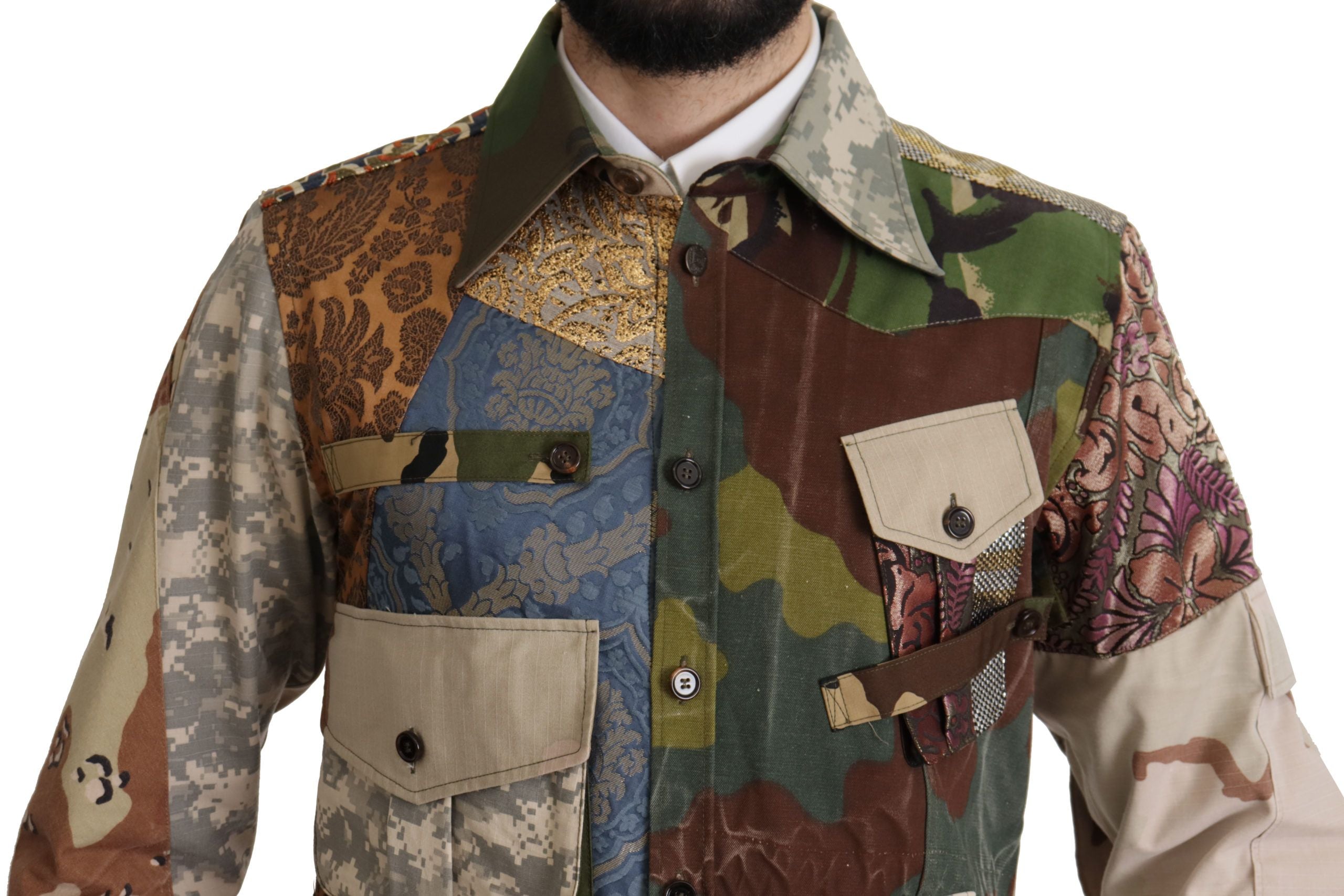 Dolce & Gabbana Patchwork Camouflage Casual Shirt