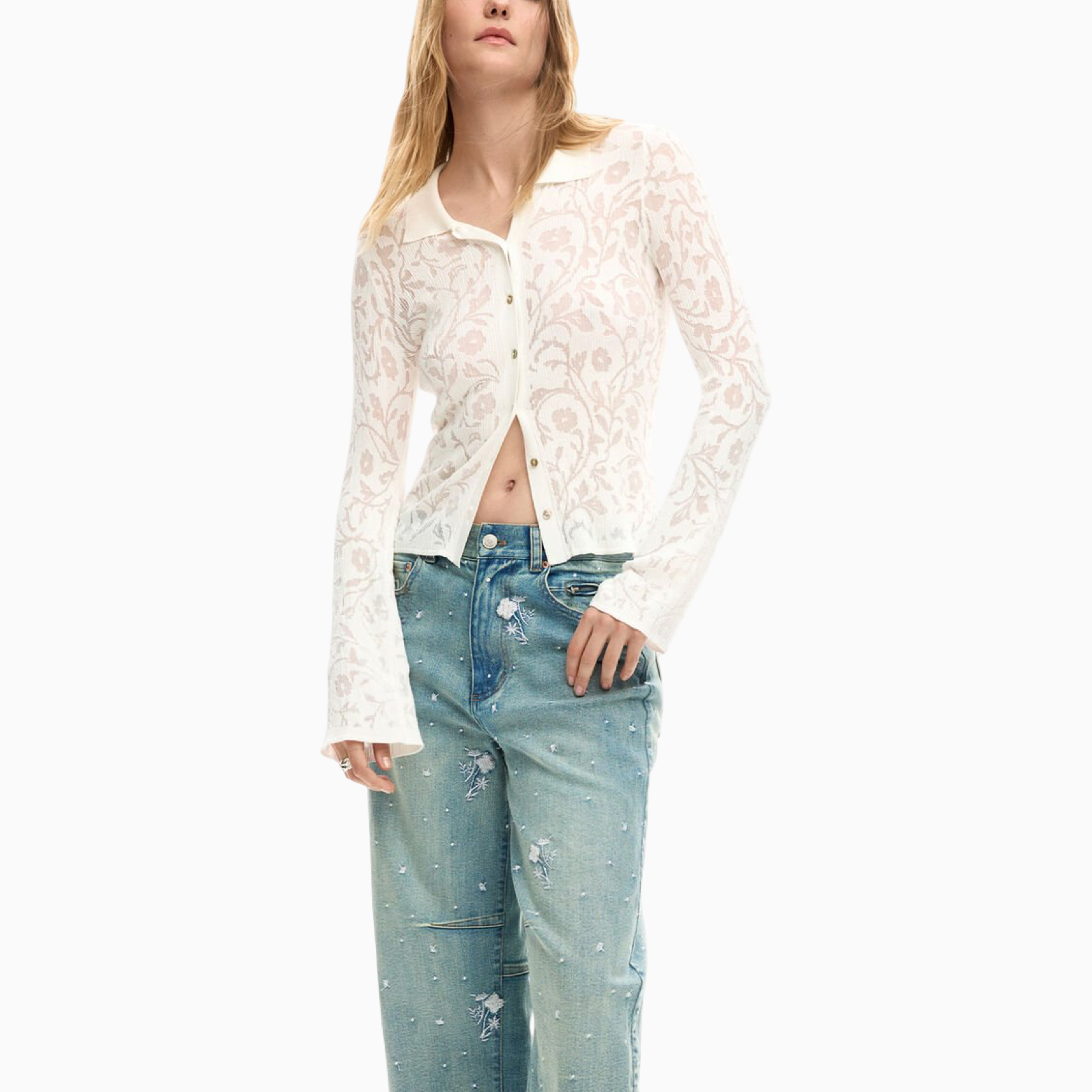 Дамска риза Desigual Women Shirt 26SWTF09 1001 Front View