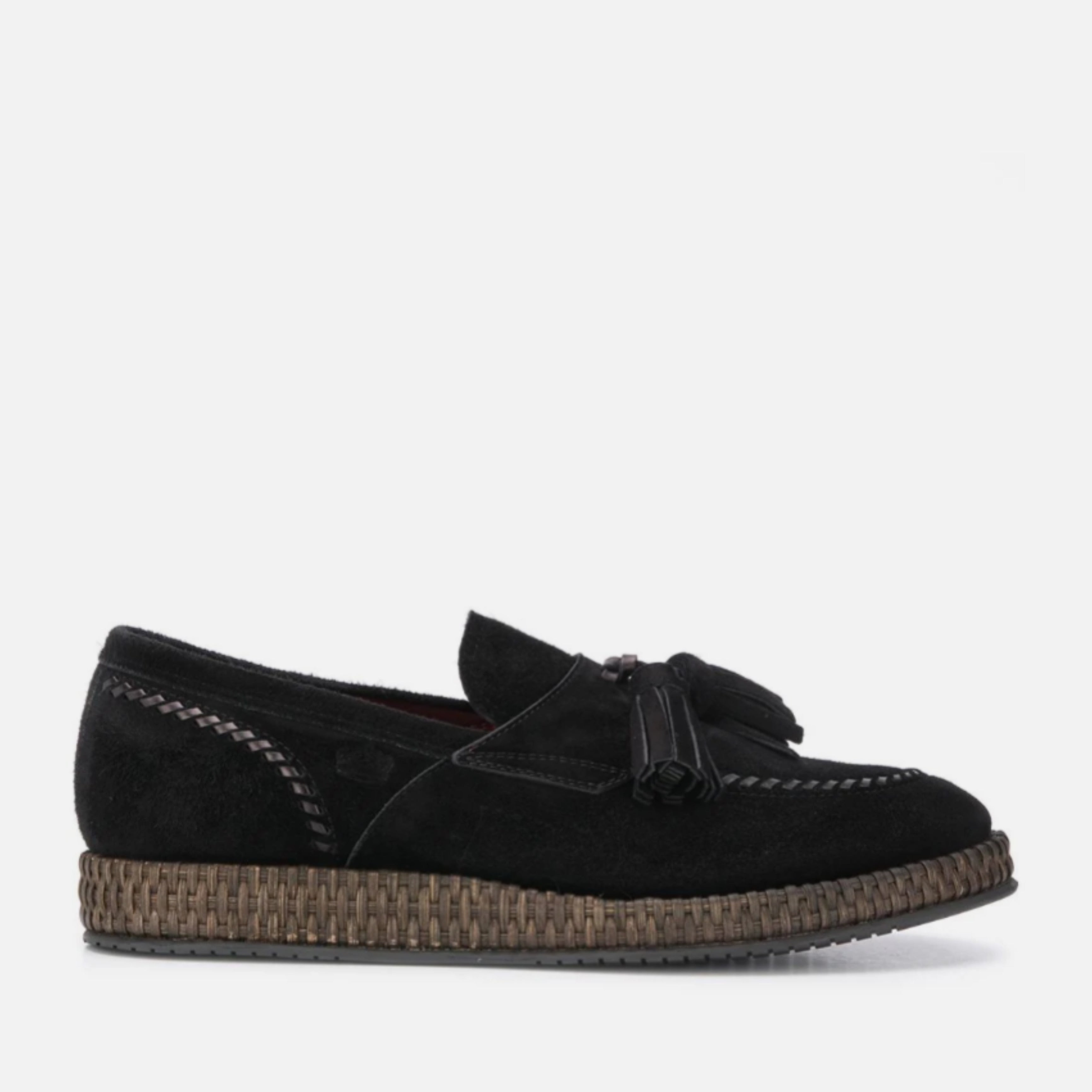 Мъжки луксозни мокасини от естествен велур тип еспадрили Dolce & Gabbana Men’s Elegant Suede Loafers Espadrilles in Black