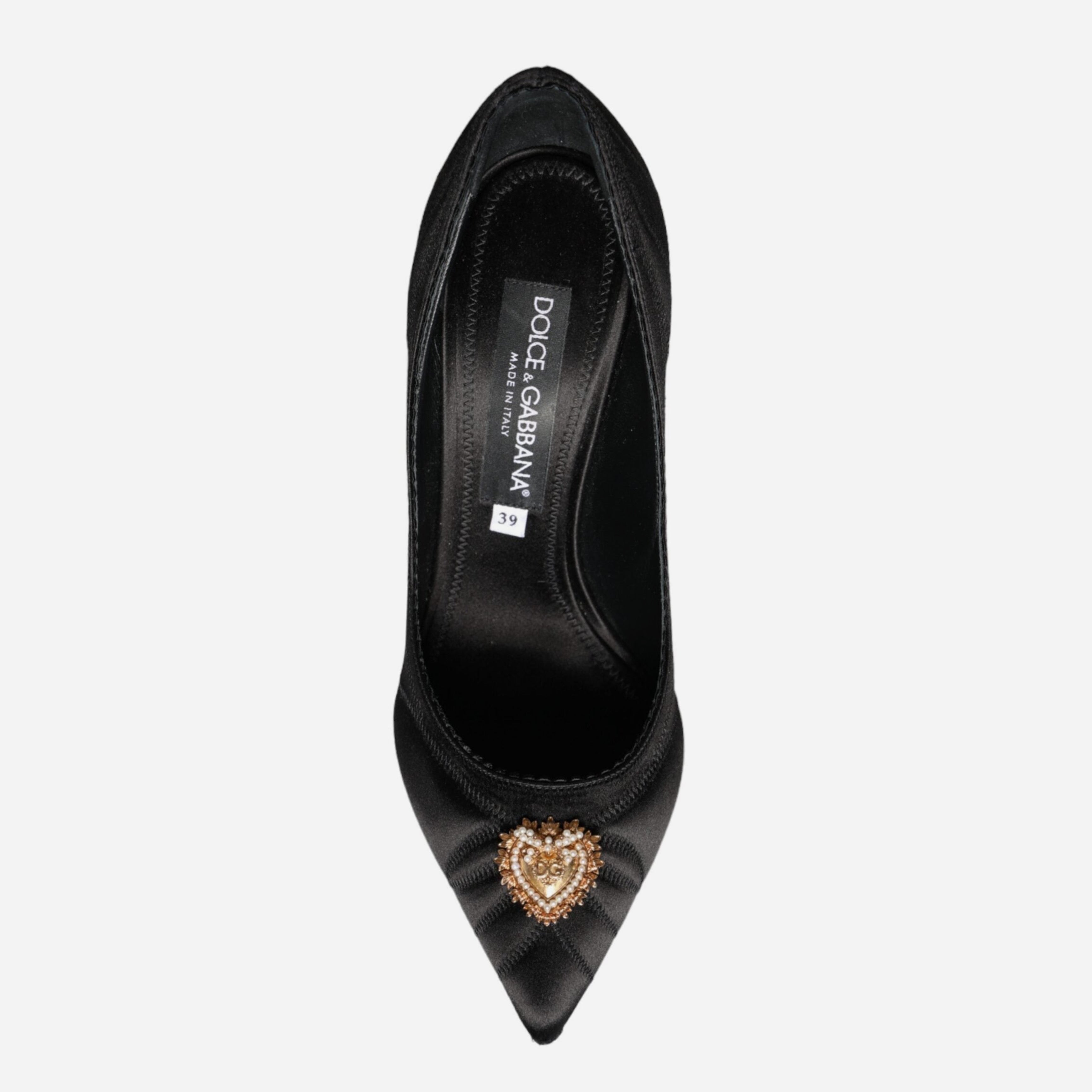 Дамски луксозни обувки на висок ток Dolce & Gabbana Women’s Black Heart DEVOTION Heels Pumps