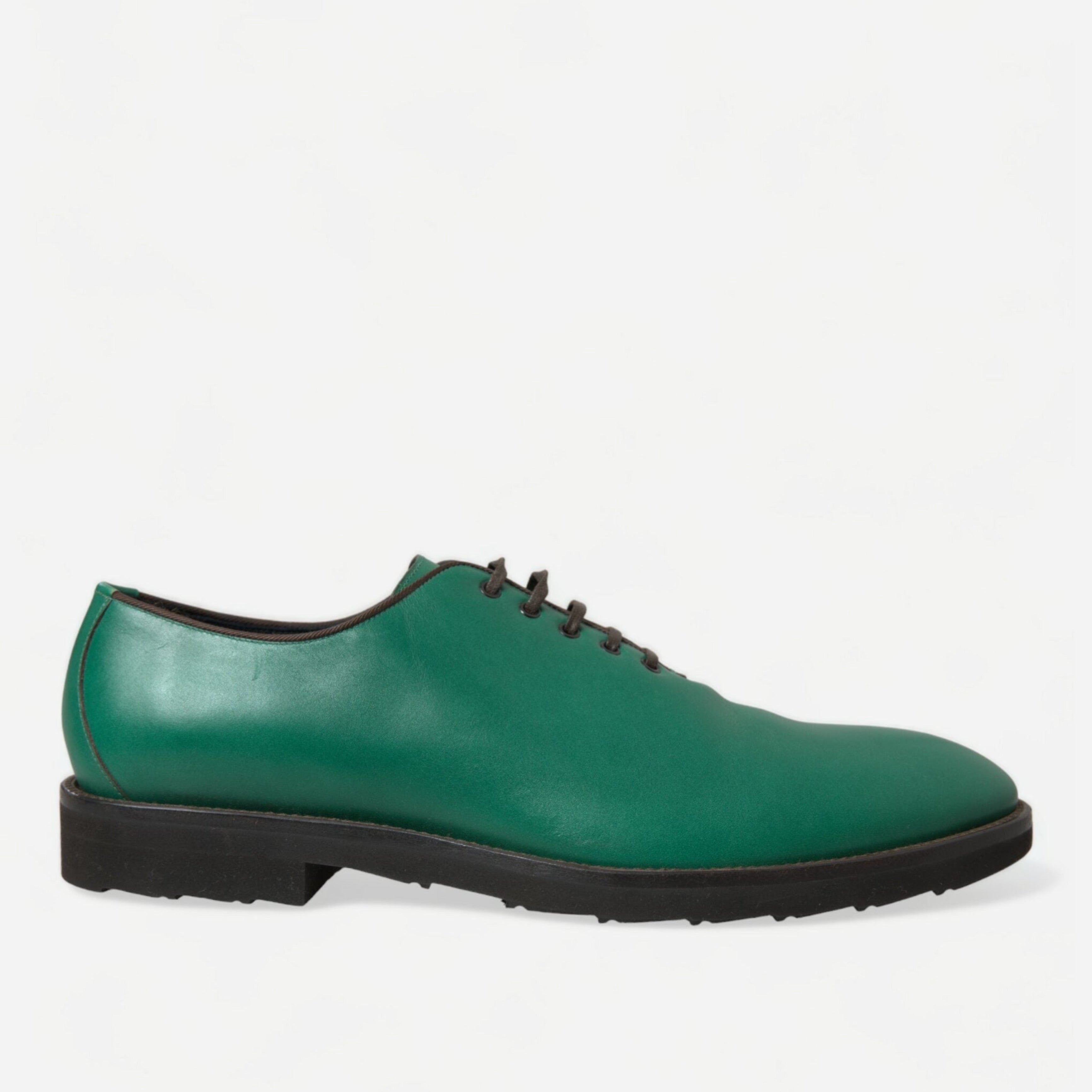 Мъжки Оксфорд официални обувки от естествена кожа в зелено DOLCE & GABBANA Men’s Elegant Green Leather Oxford Shoes