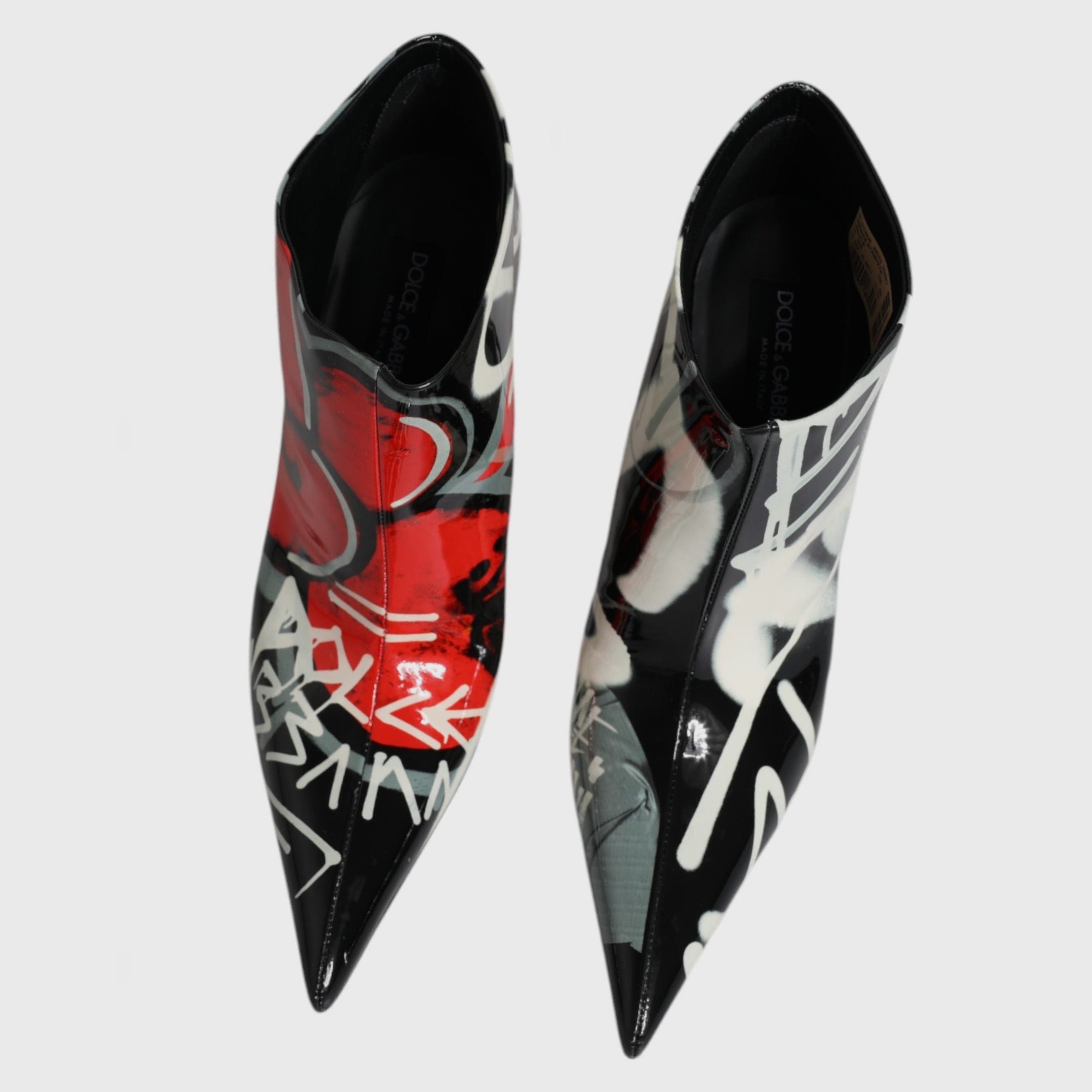 Дамски луксозни боти на високи токчета DOLCE & GABBANA Women’s Luxury Leather Graffiti Ankle Boots