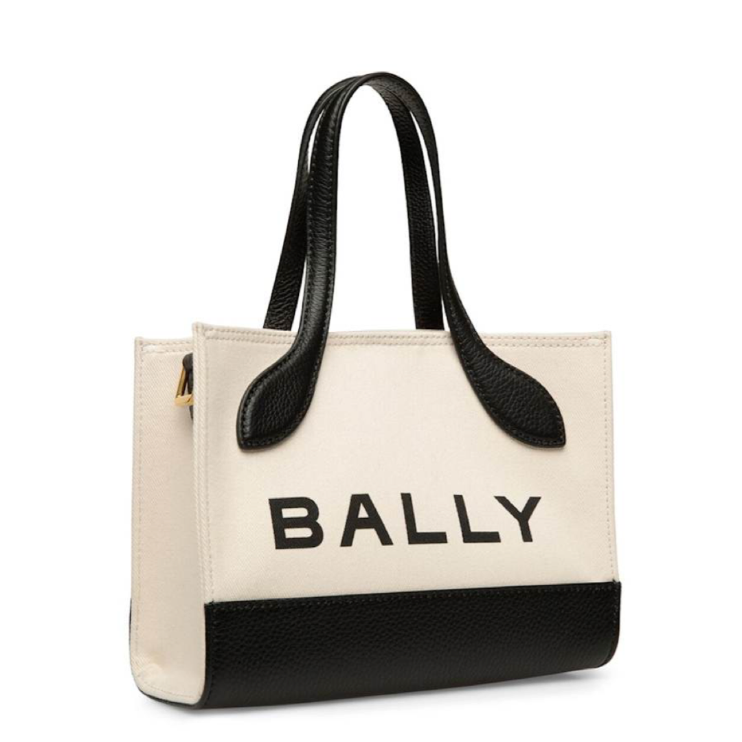 Дамска бяло черна чанта Bally Chic Contrast Mini Leather Handbag