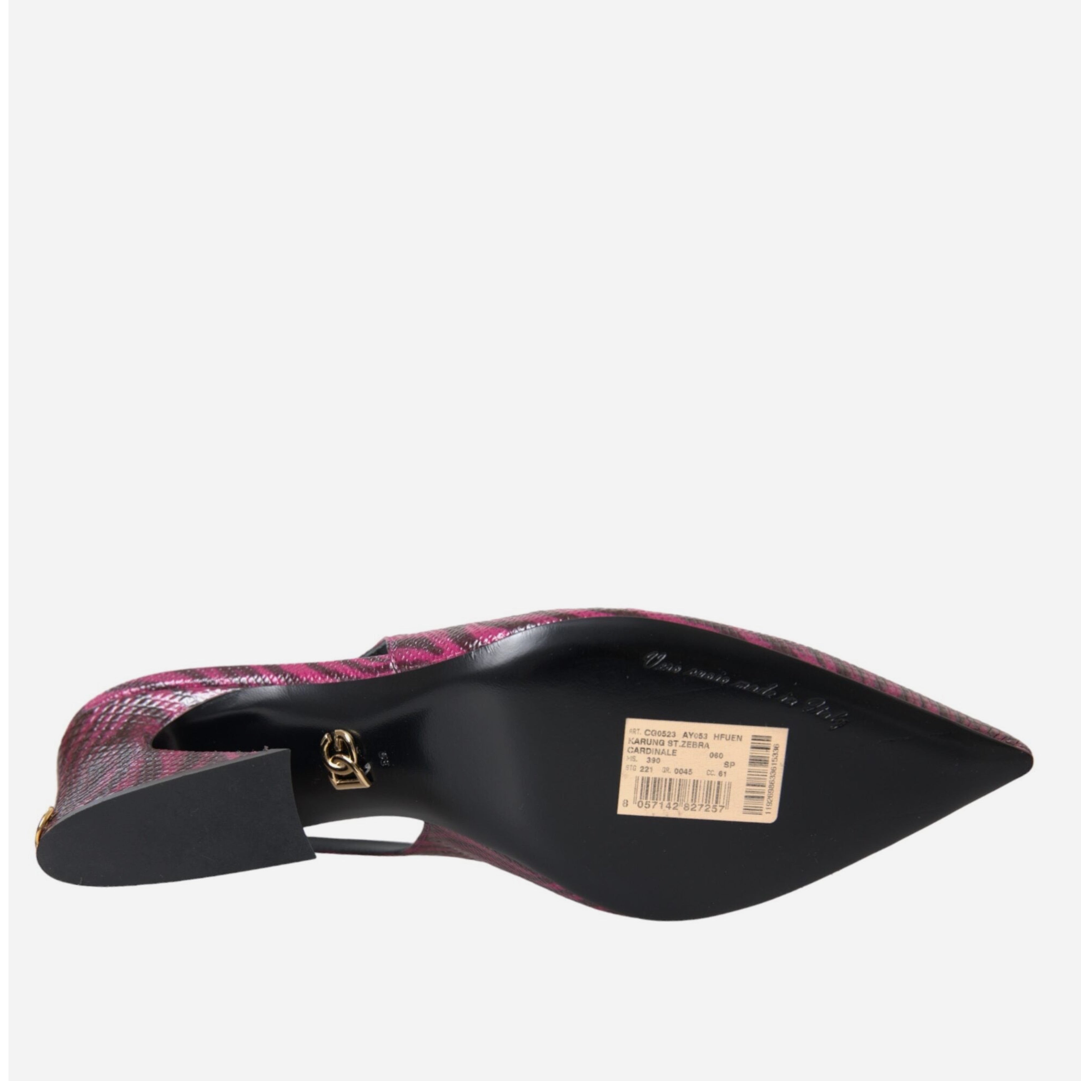 Дамски луксозни обувки на висок ток от естествена кожа  DOLCE & GABBANA Women’s Luxury Maroon Black Leather Slingbacks Heels