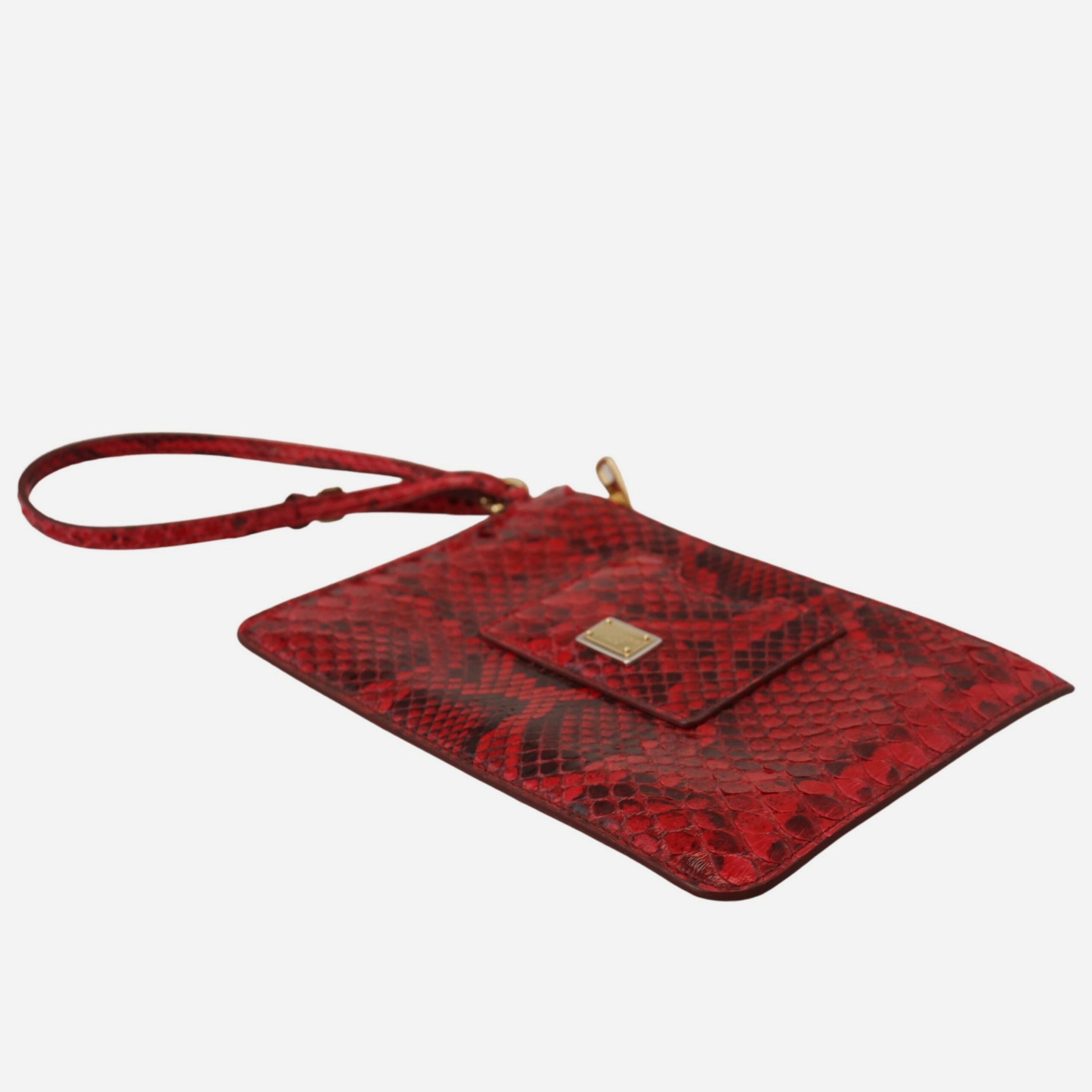 Дамска луксозна червена клъч чанта от змийска кожа Dolce & Gabbana Women’s Ayers Snake Leather Red Luxury Clutch Bag