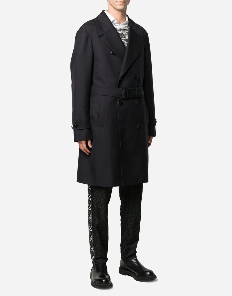 Мъжки луксозен черен тренчкот DOLCE & GABBANA Men’s Black Double Breasted Trench Coat