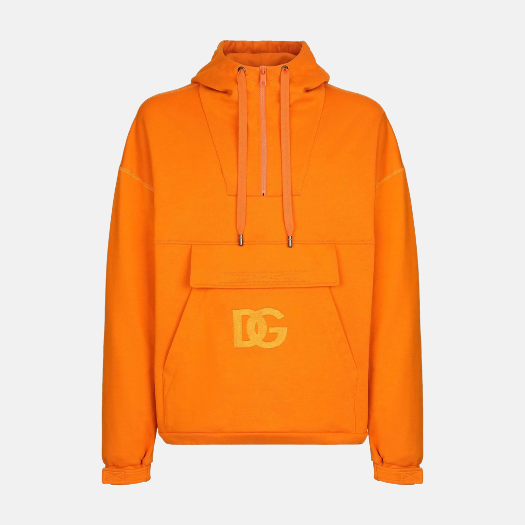 Мъжко оранжево худи Dolce & Gabbana Orange Hooded Pullover Sweatshirt